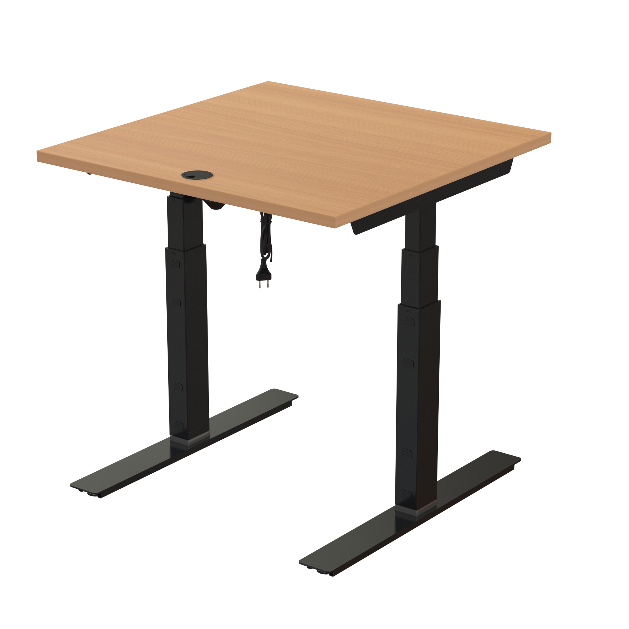 Sit Stand Desk | 80x80 cm | Beech with black frame