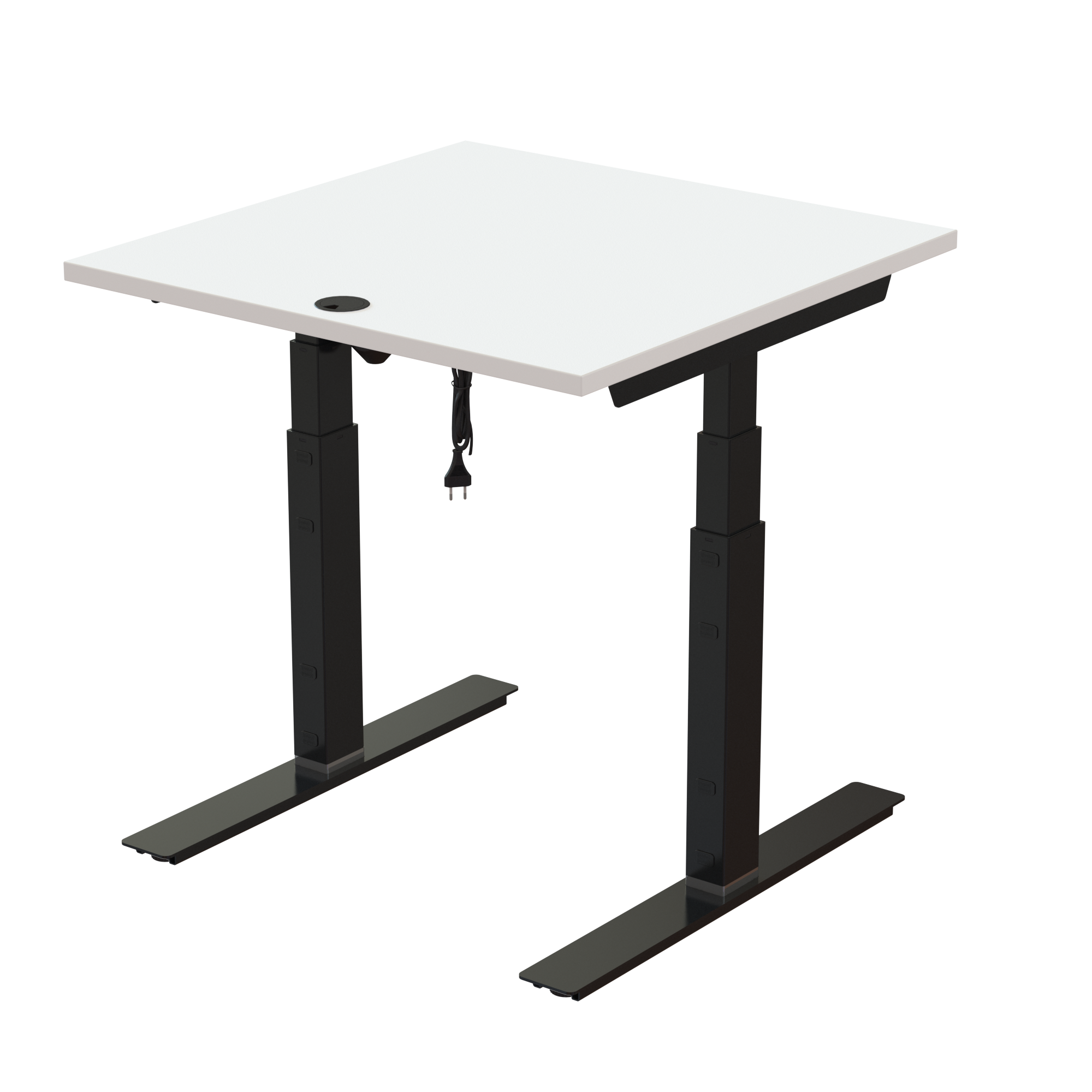 Sit Stand Desk | 80x80 cm | White with black frame