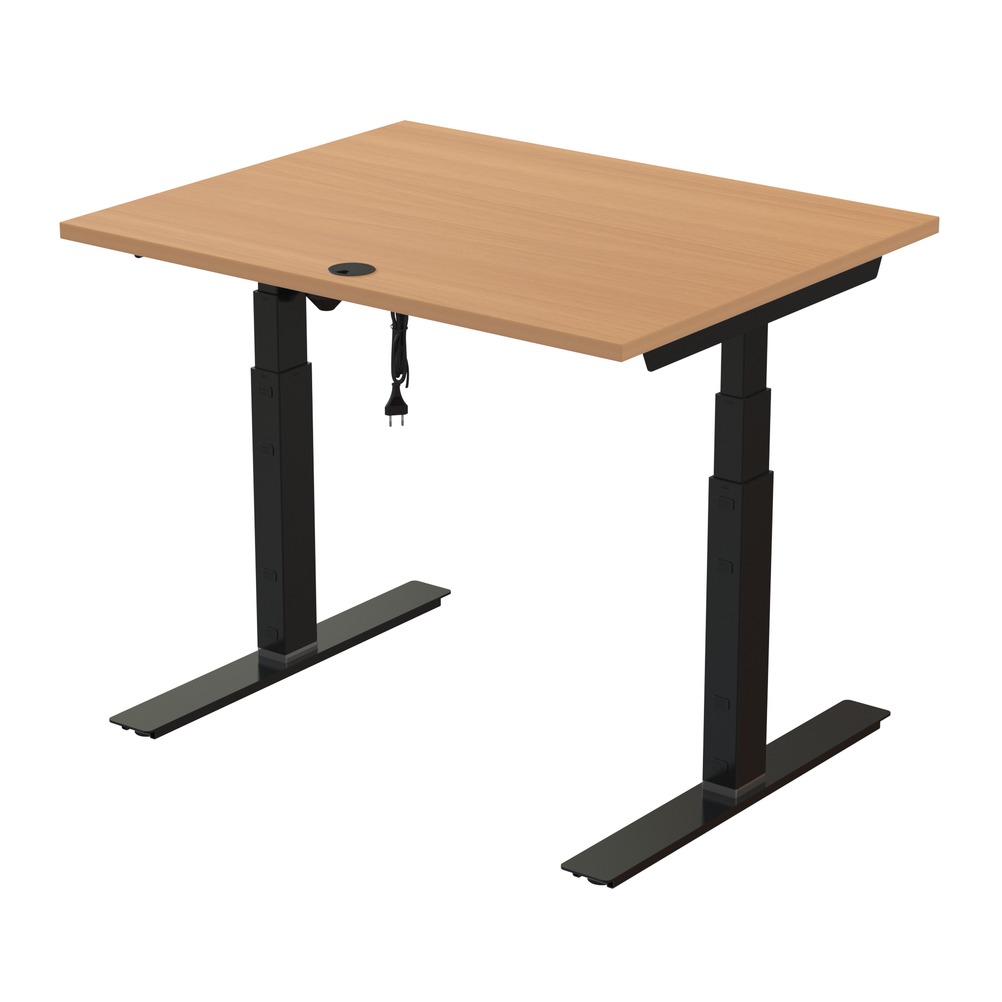 Sit Stand Desk | 100x80 cm | Beech with black frame