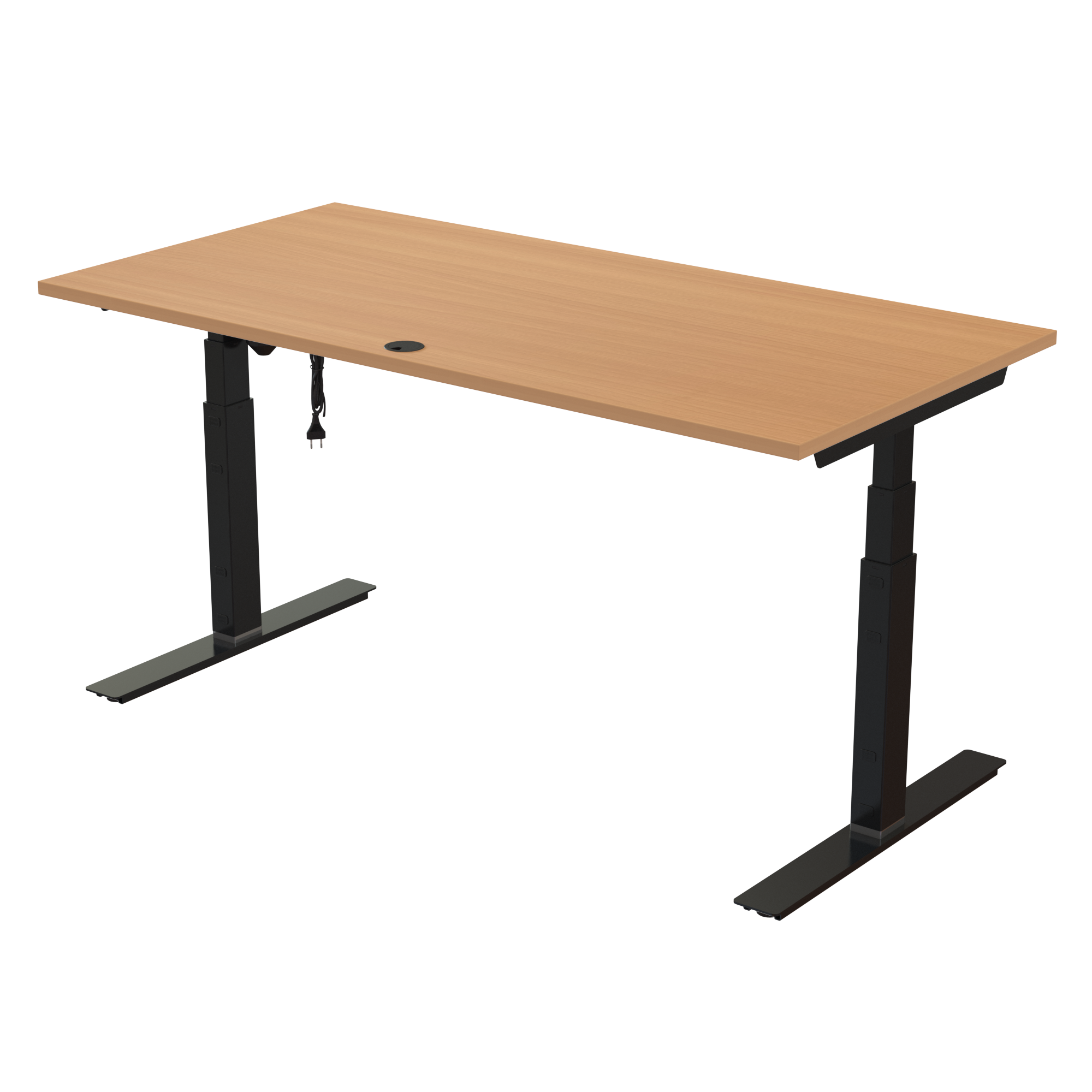 Sit Stand Desk | 160x80 cm | Beech with black frame