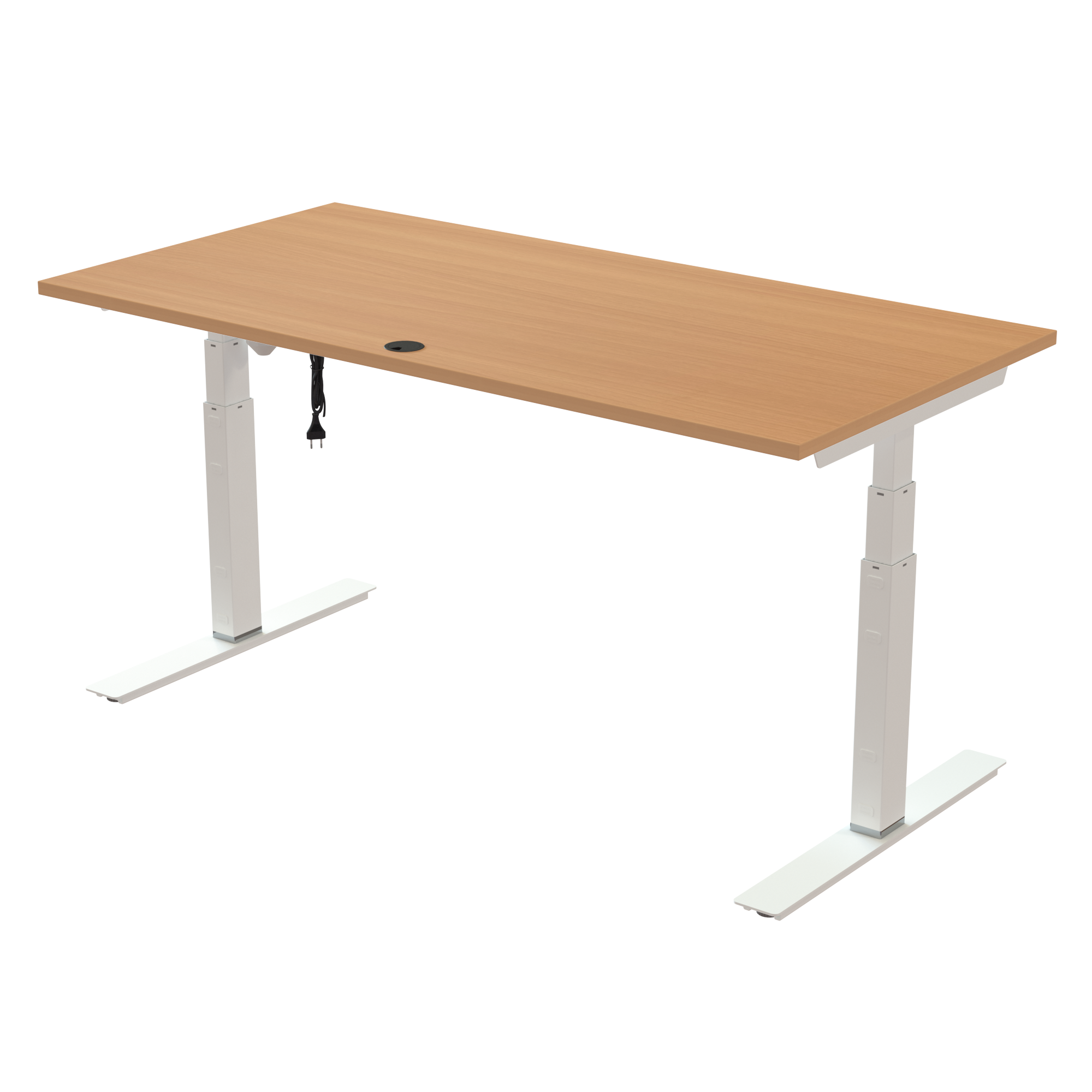 Sit Stand Desk | 160x80 cm | Beech with white frame