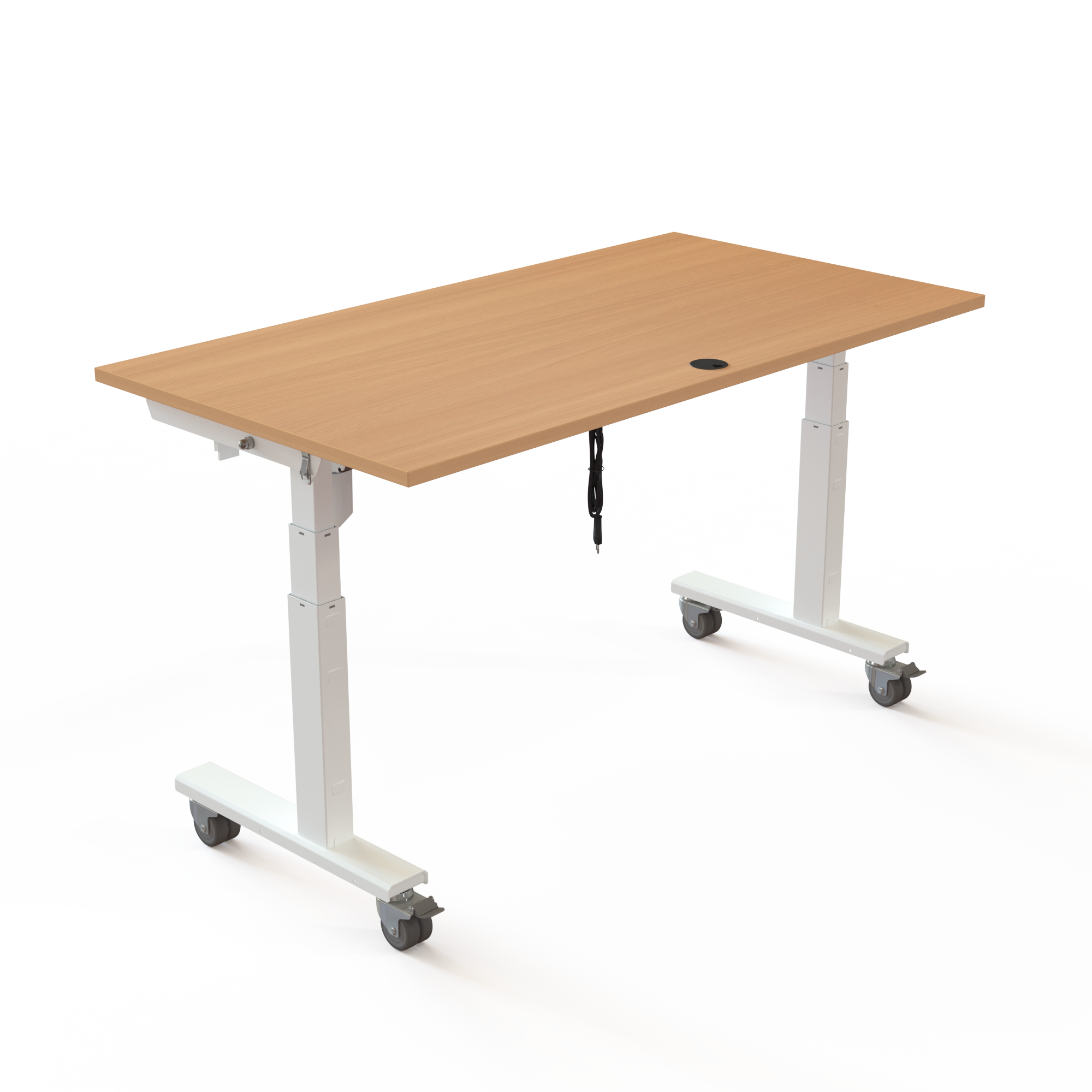 Electric Adjustable Desk | 150x80 cm | Beech with white frame