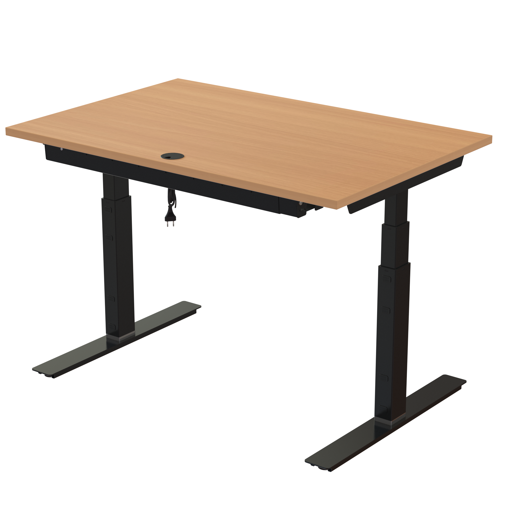 Sit Stand Desk | 120x80 cm | Beech with black frame