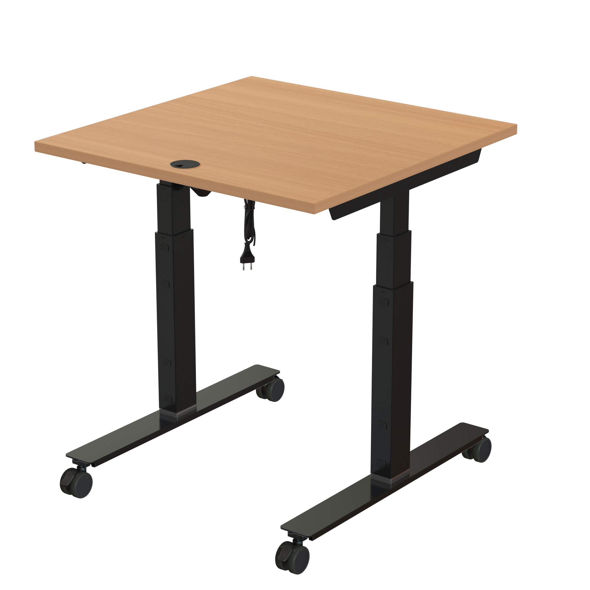 Sit Stand Desk | 80x80 cm | Beech with black frame