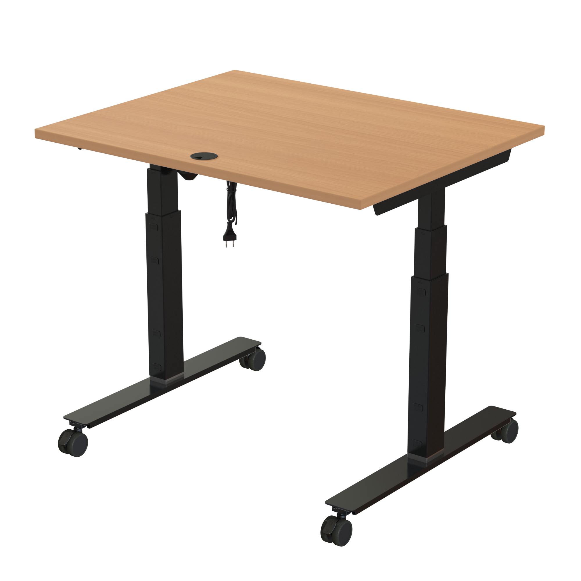 Sit Stand Desk | 100x80 cm | Beech with black frame