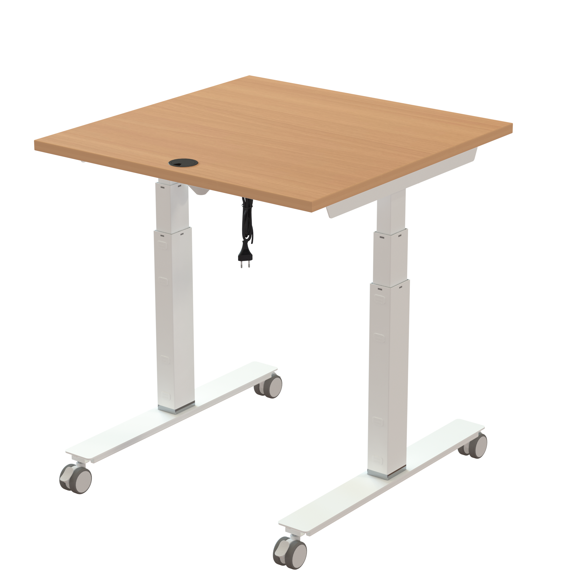 Sit Stand Desk | 80x80 cm | Beech with white frame