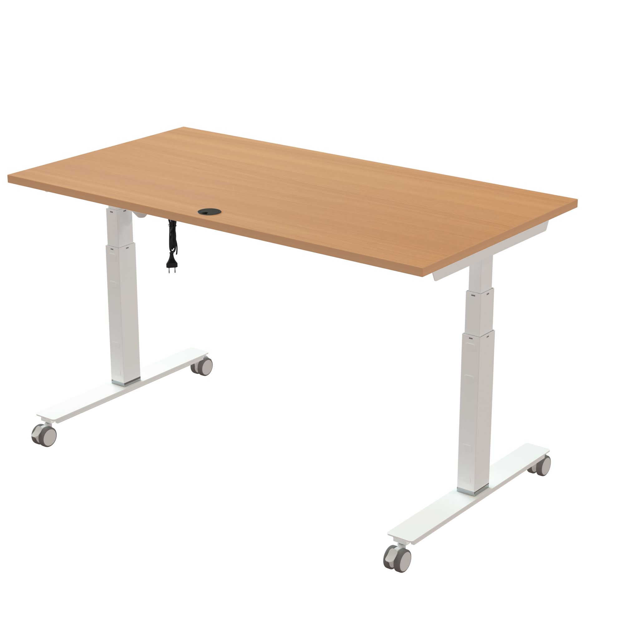 Sit Stand Desk | 150x80 cm | Beech with white frame
