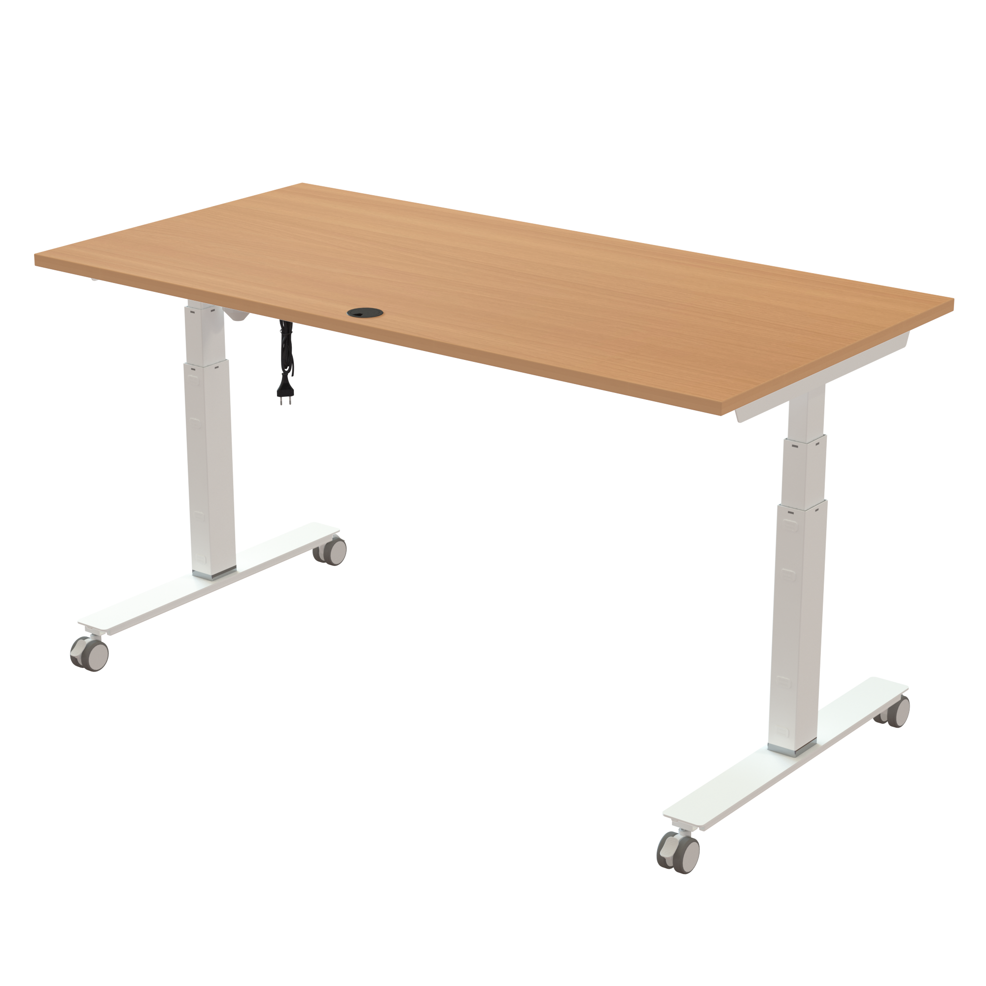 Sit Stand Desk | 160x80 cm | Beech with white frame