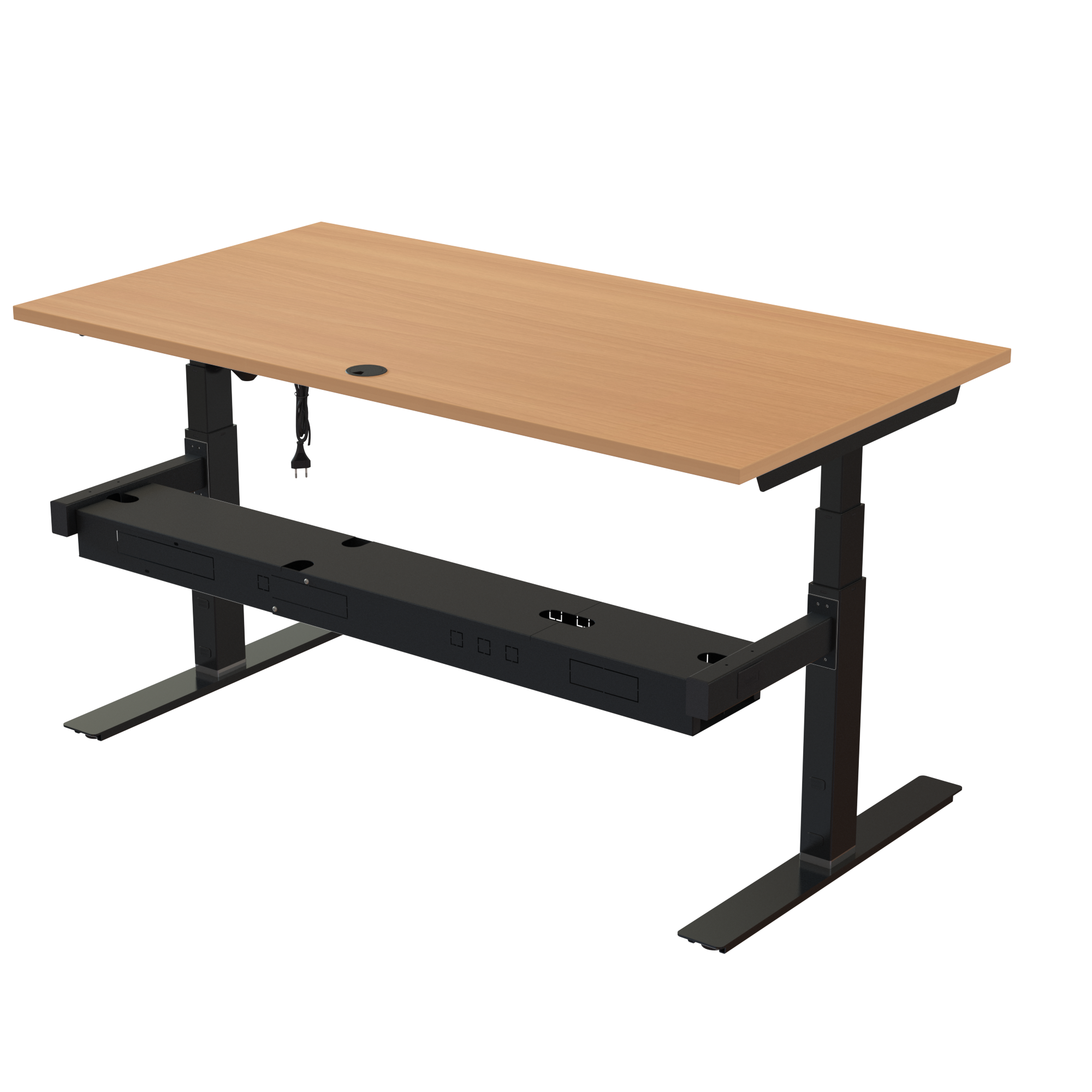 Sit Stand Desk | 150x80 cm | Beech with black frame