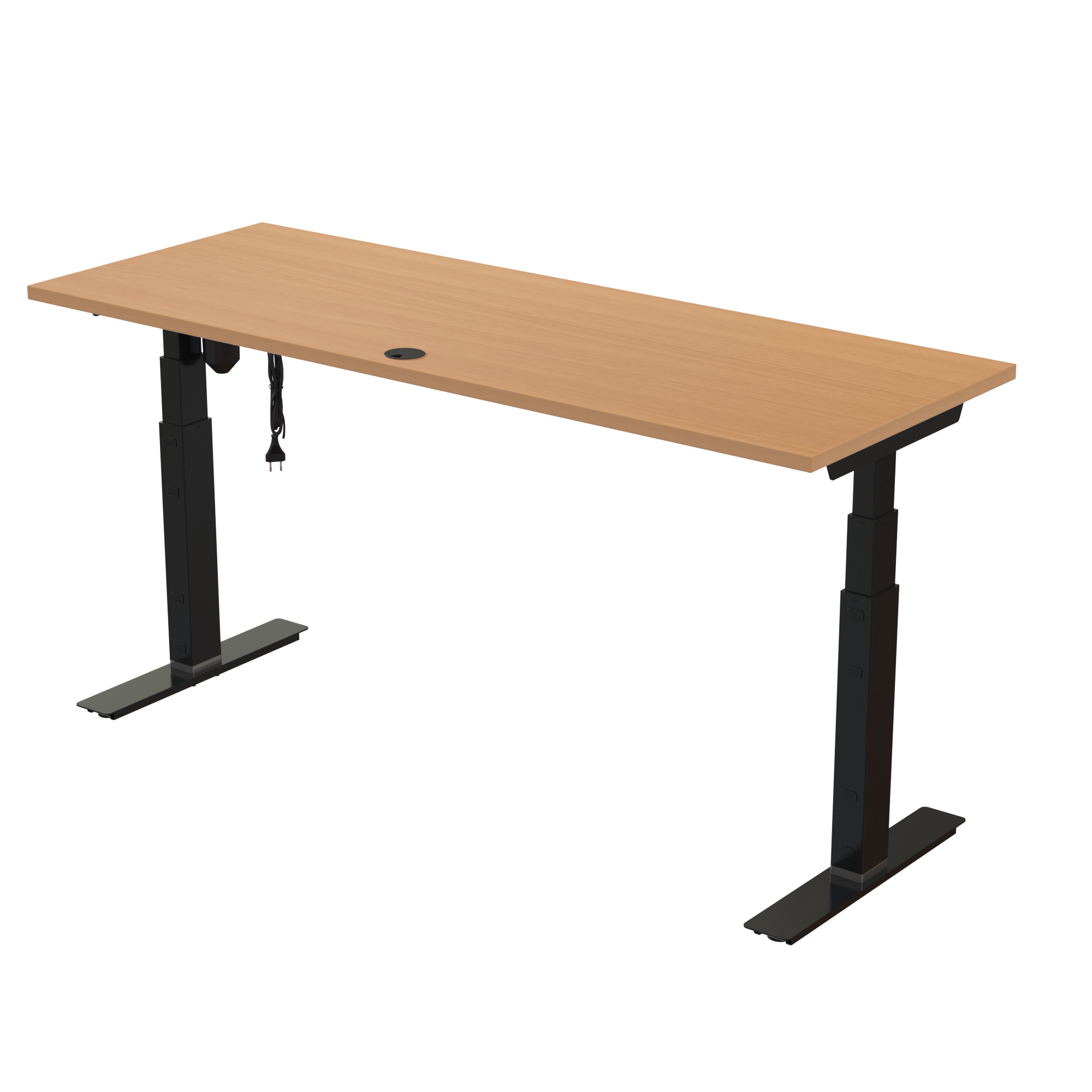 Sit Stand Desk | 160x60 cm | Beech with black frame