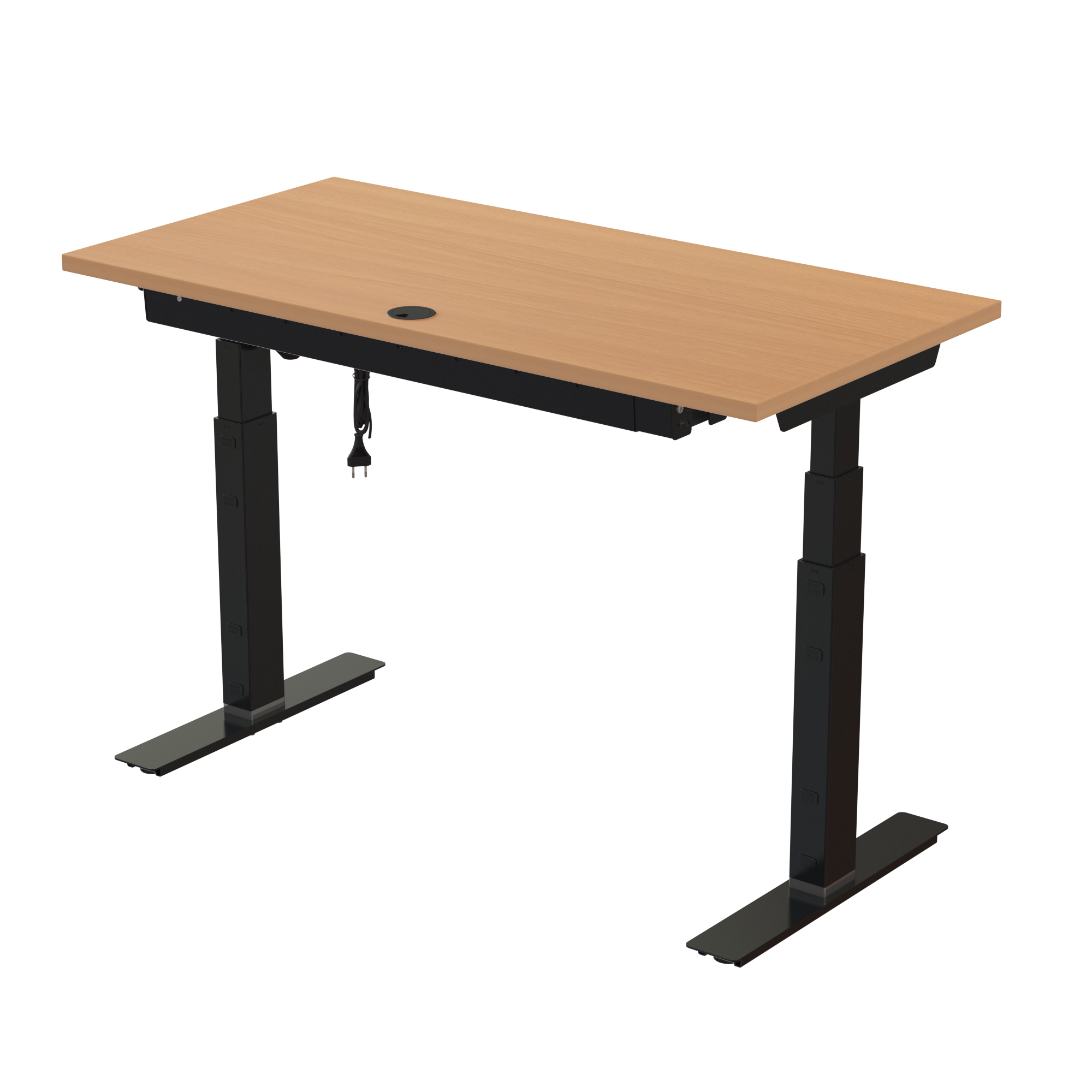 Sit Stand Desk | 120x60 cm | Beech with black frame