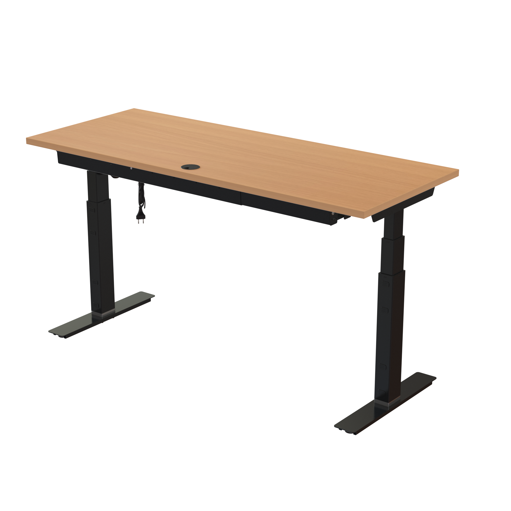 Sit Stand Desk | 150x60 cm | Beech with black frame