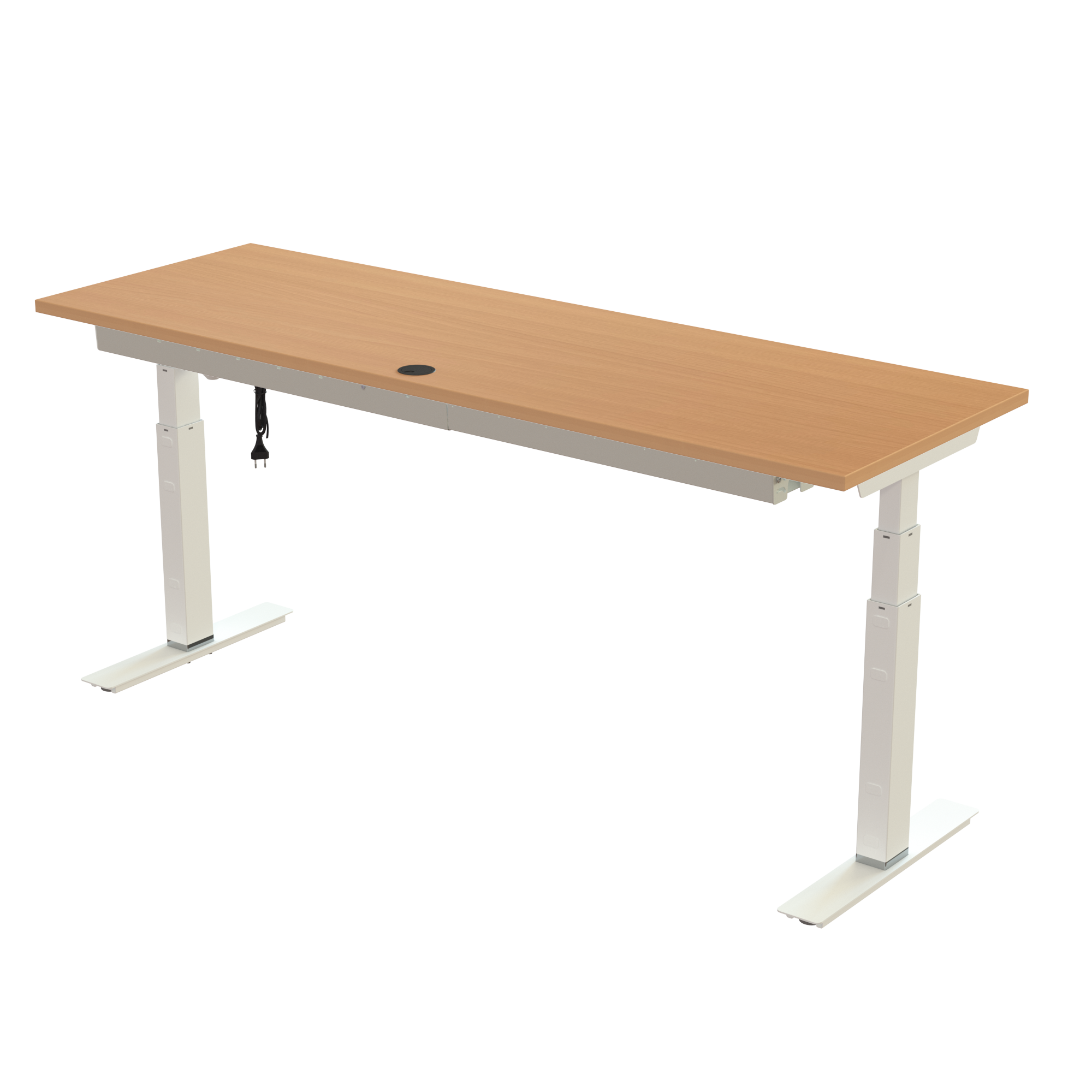 Sit Stand Desk | 180x60 cm | Beech with white frame