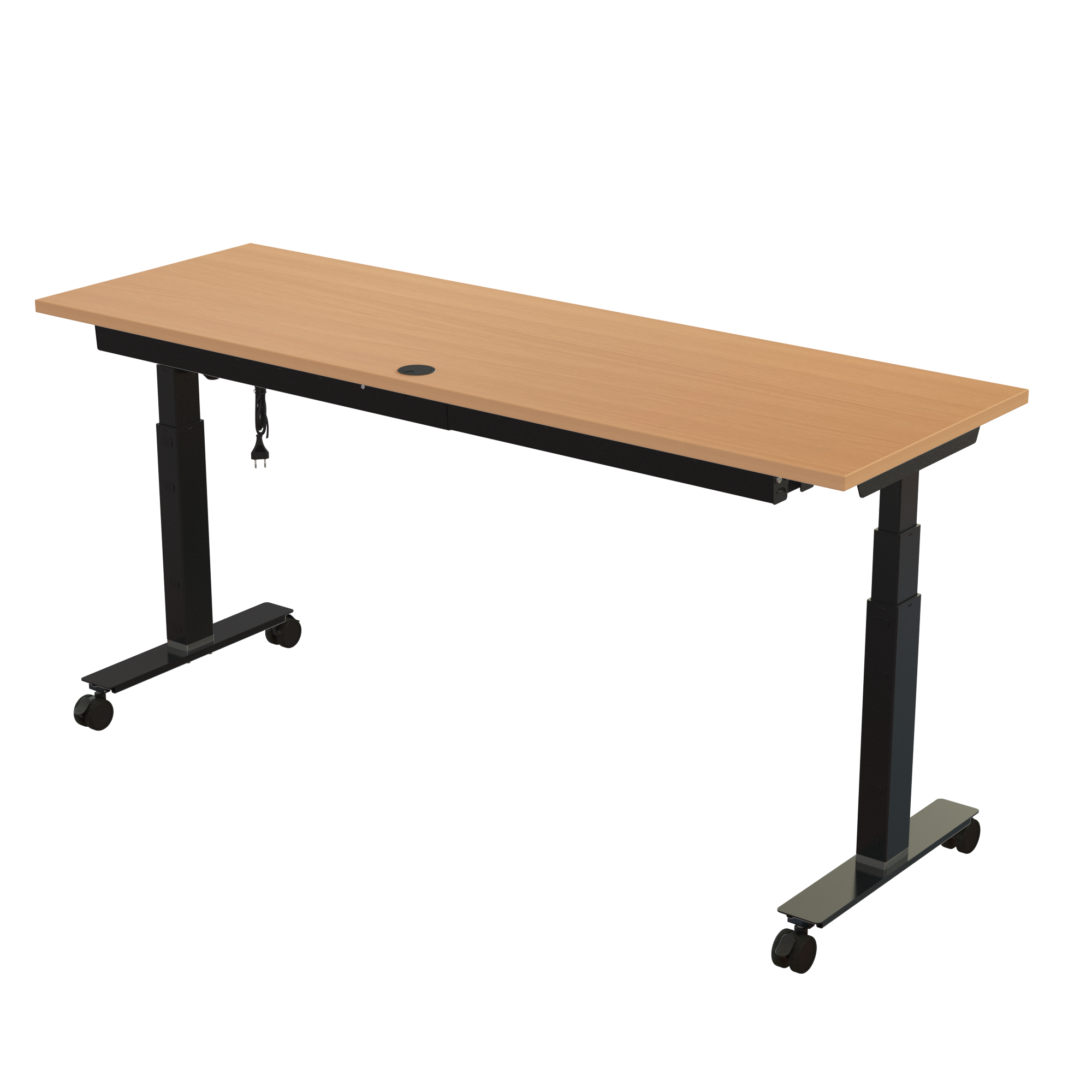 Sit Stand Desk | 180x60 cm | Beech with black frame