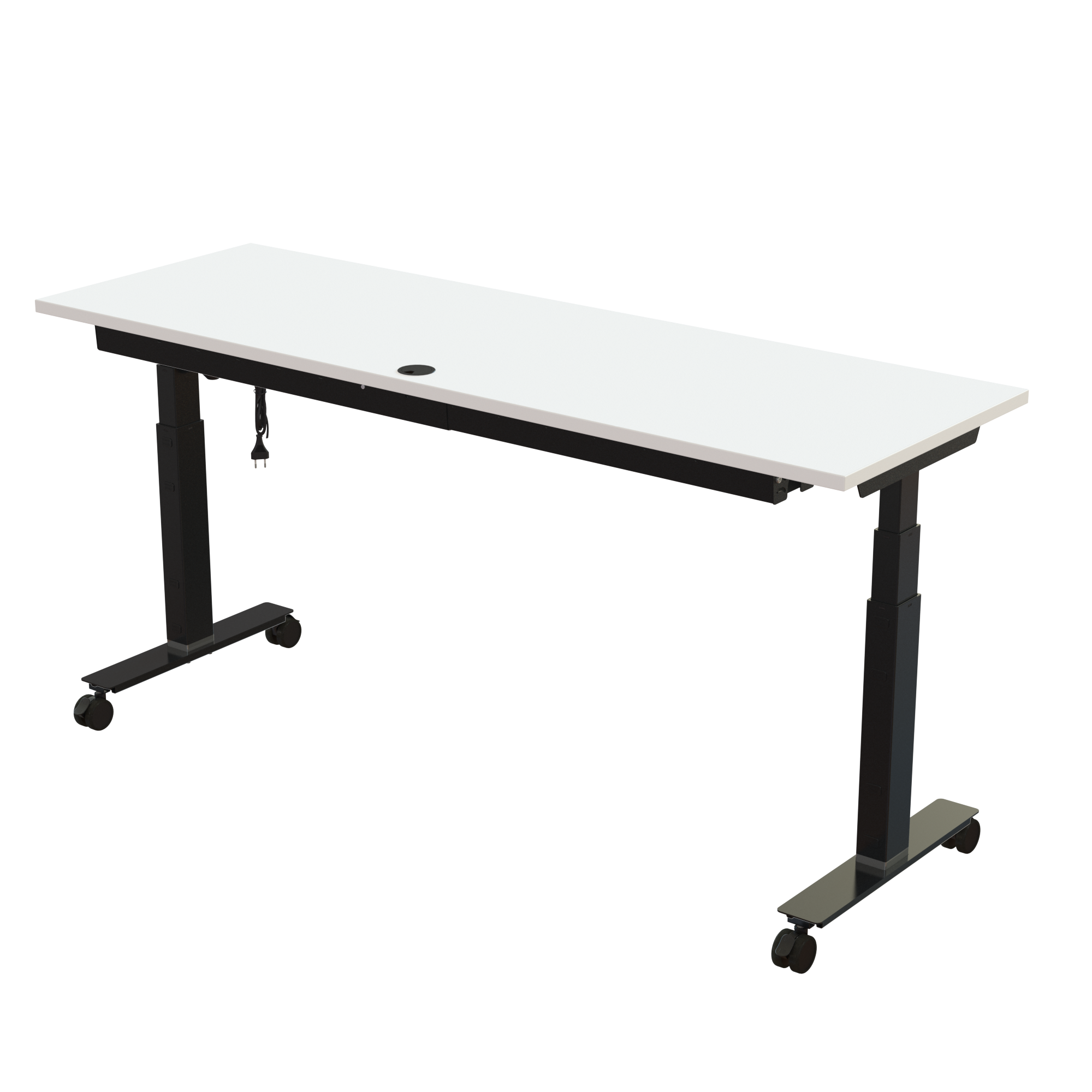 Sit Stand Desk | 180x60 cm | White with black frame