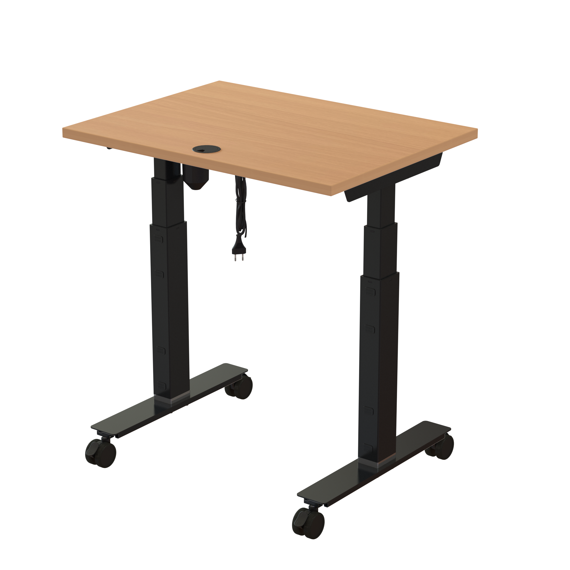 Sit Stand Desk | 80x60 cm | Beech with black frame