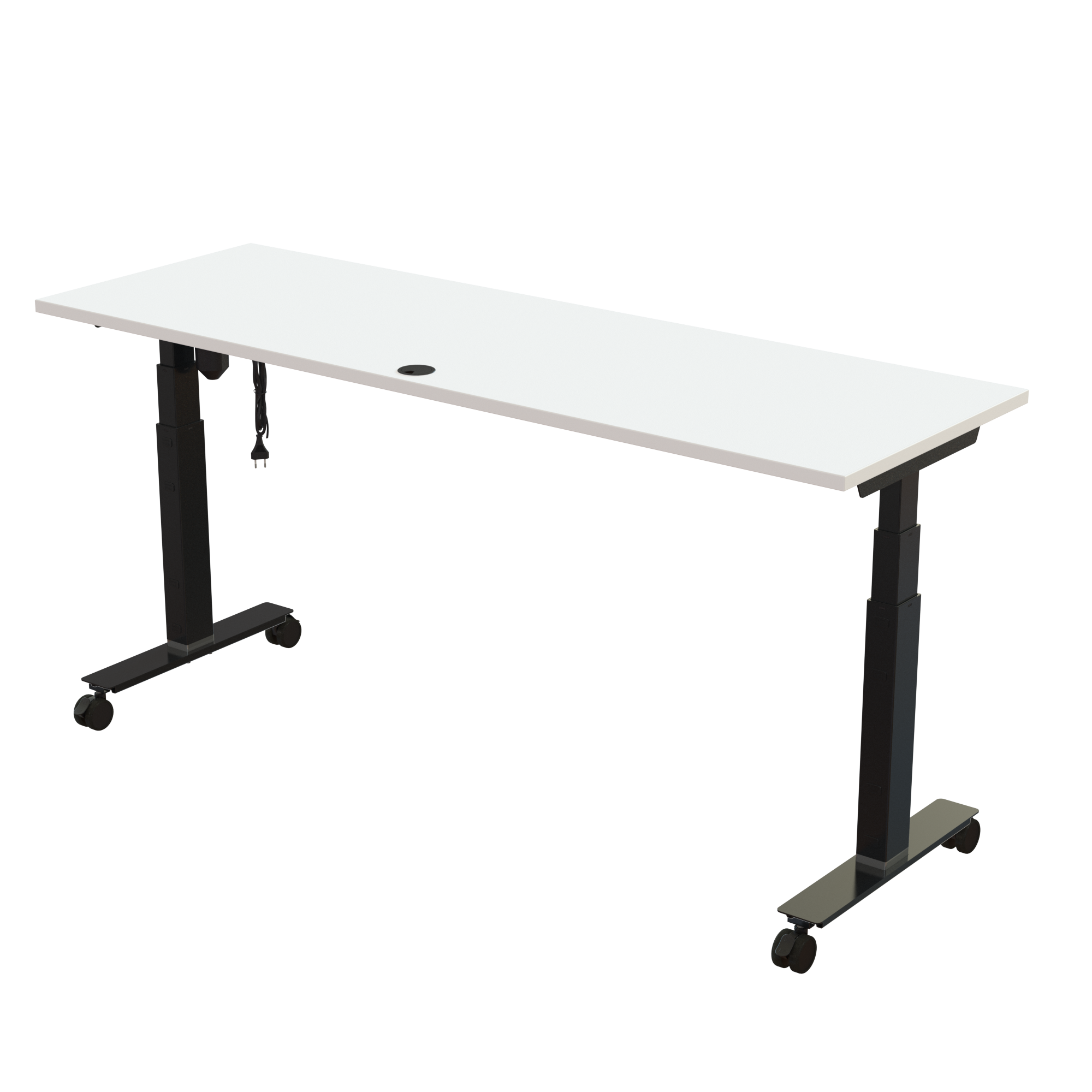 Sit Stand Desk | 180x60 cm | White with black frame