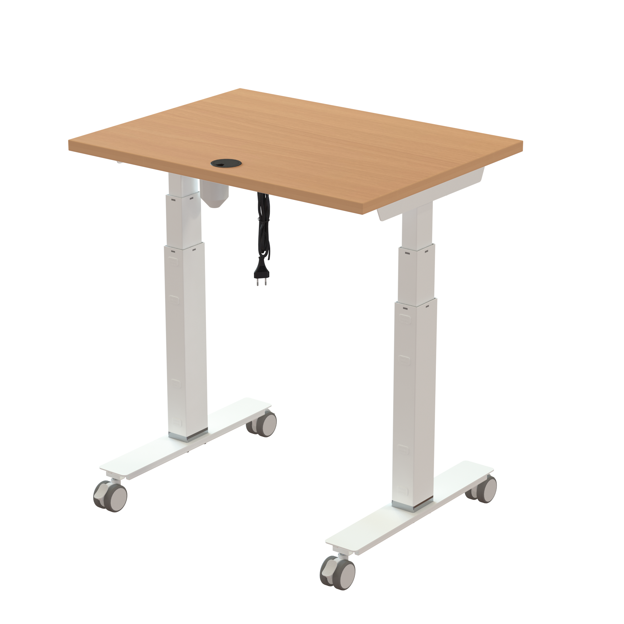 Sit Stand Desk | 80x60 cm | Beech with white frame