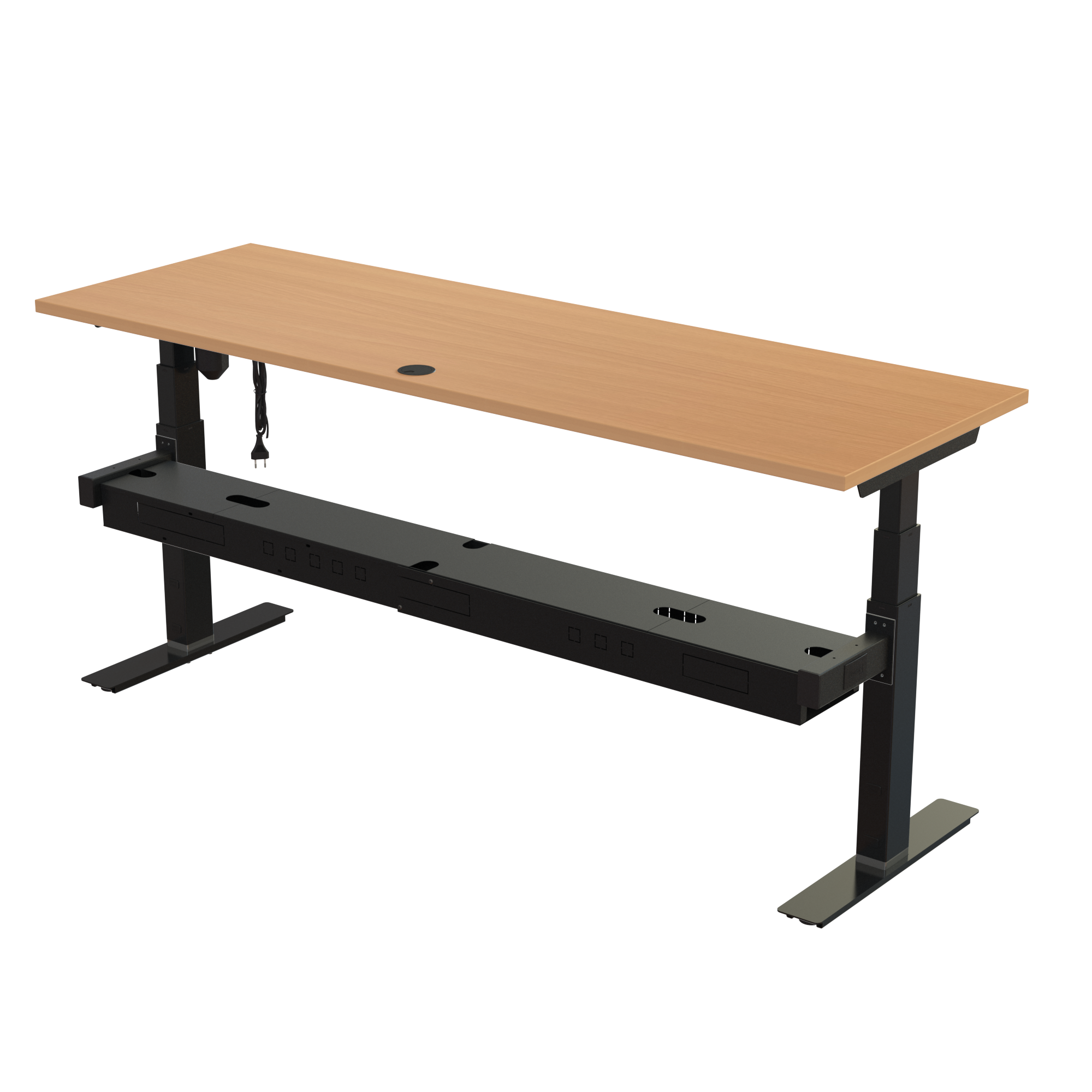 Sit Stand Desk | 180x60 cm | Beech with black frame