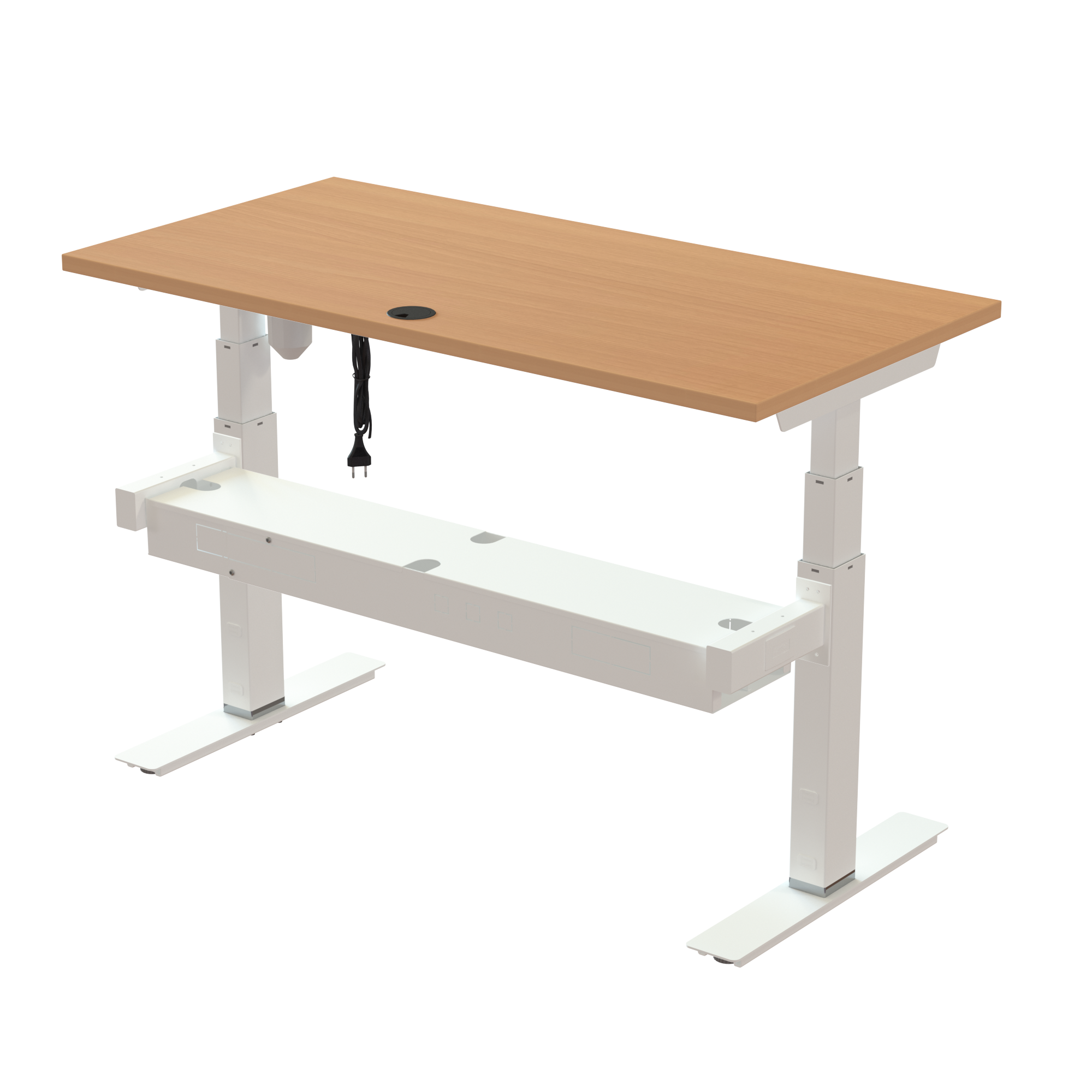 Sit Stand Desk | 120x60 cm | Beech with white frame