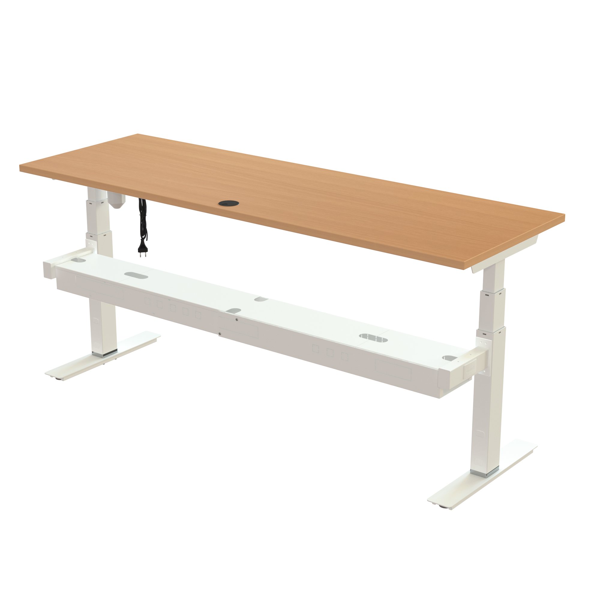 Sit Stand Desk | 180x60 cm | Beech with white frame
