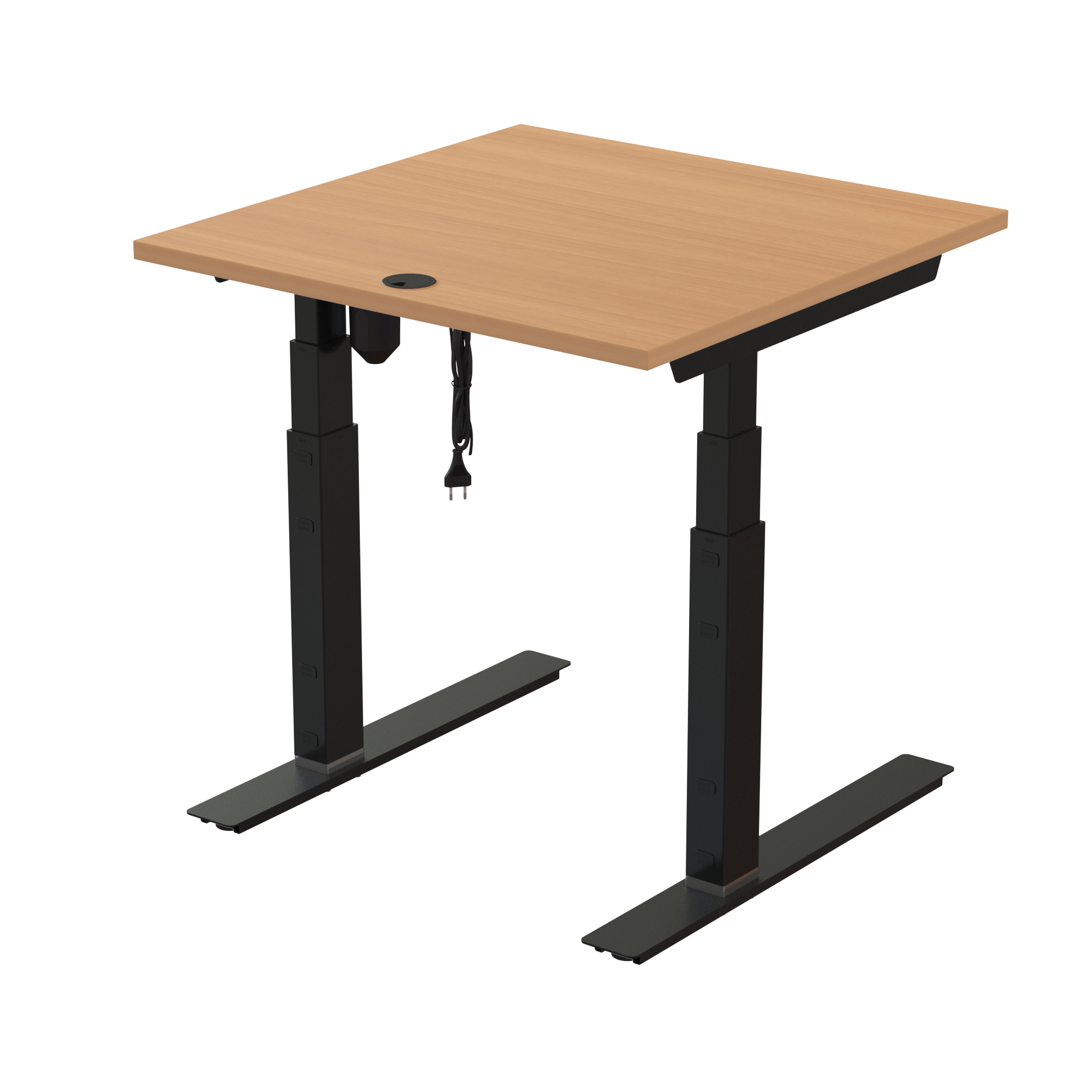 Sit Stand Desk | 80x80 cm | Beech with black frame