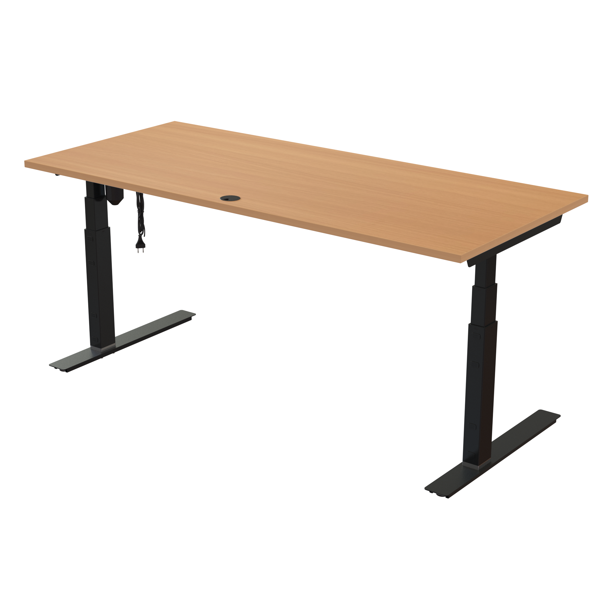 Sit Stand Desk | 180x80 cm | Beech with black frame