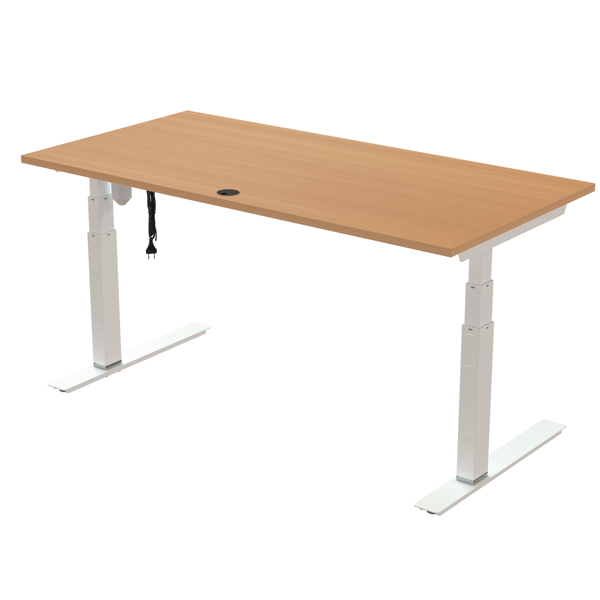 Sit Stand Desk | 160x80 cm | Beech with white frame