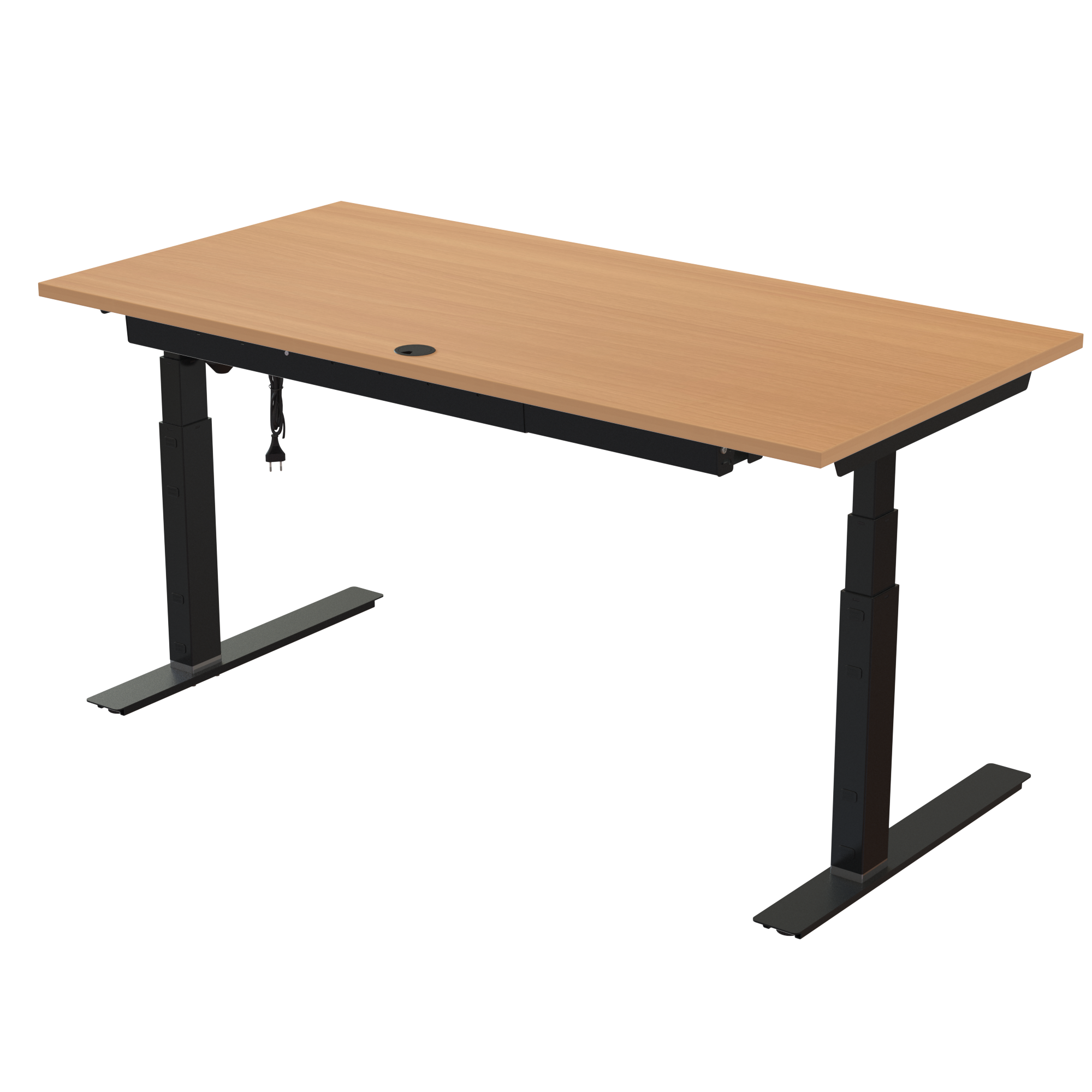 Sit Stand Desk | 160x80 cm | Beech with black frame