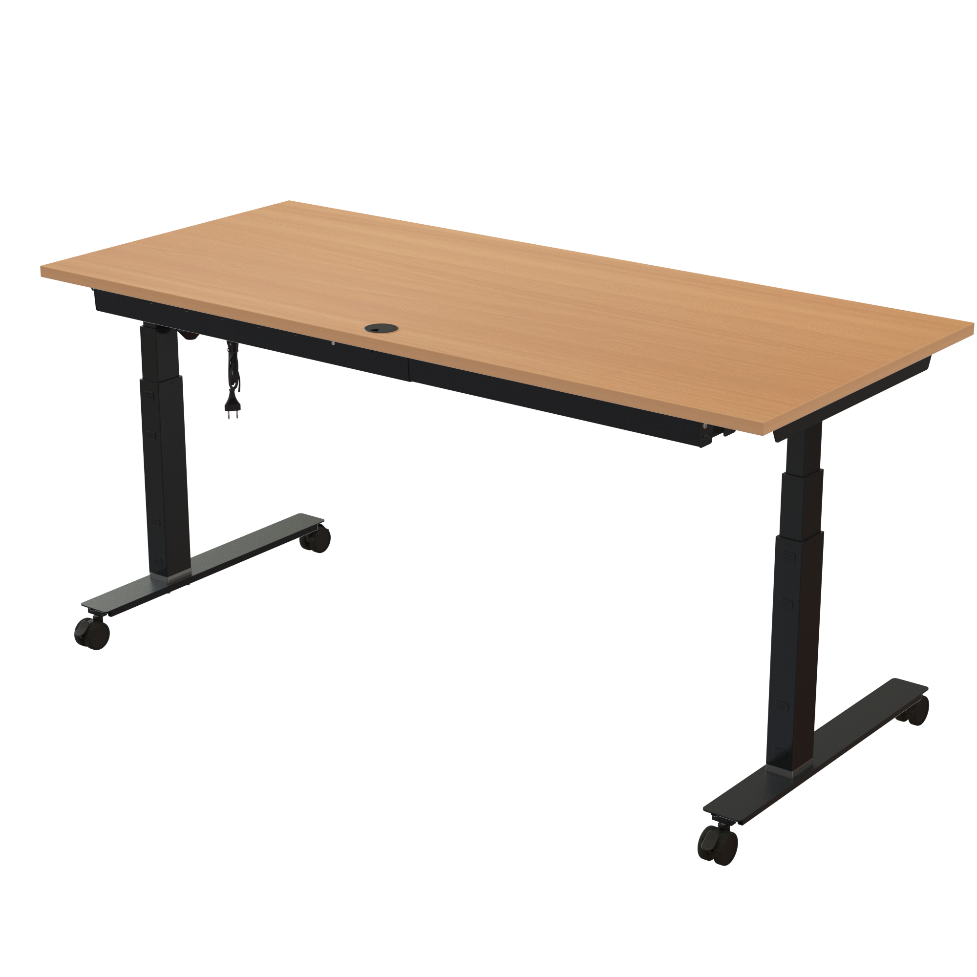 Sit Stand Desk | 180x80 cm | Beech with black frame