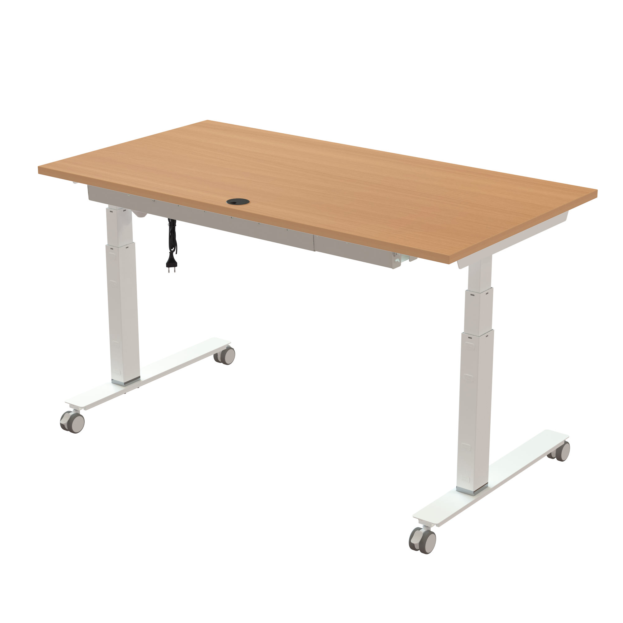 Sit Stand Desk | 150x80 cm | Beech with white frame
