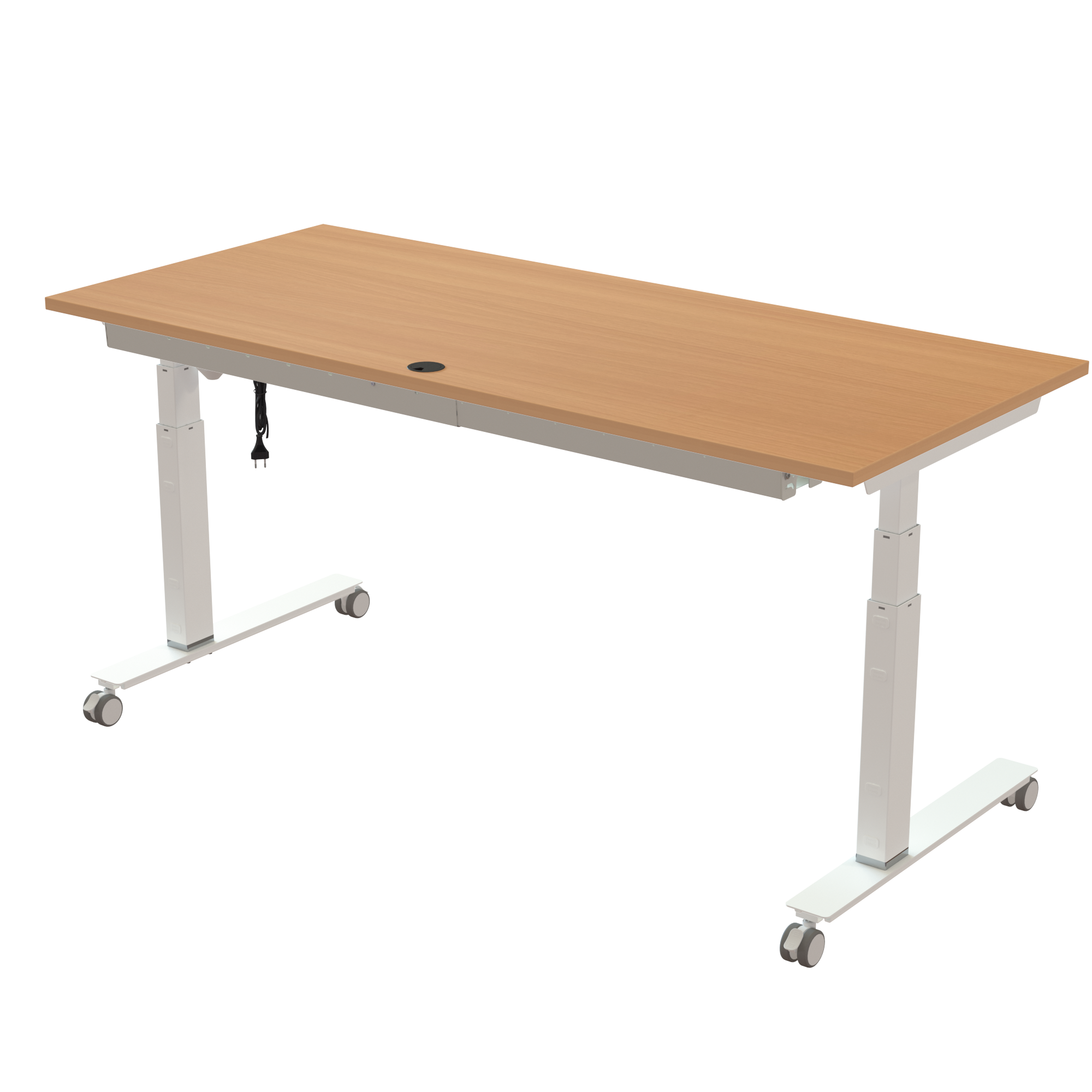 Sit Stand Desk | 180x80 cm | Beech with white frame