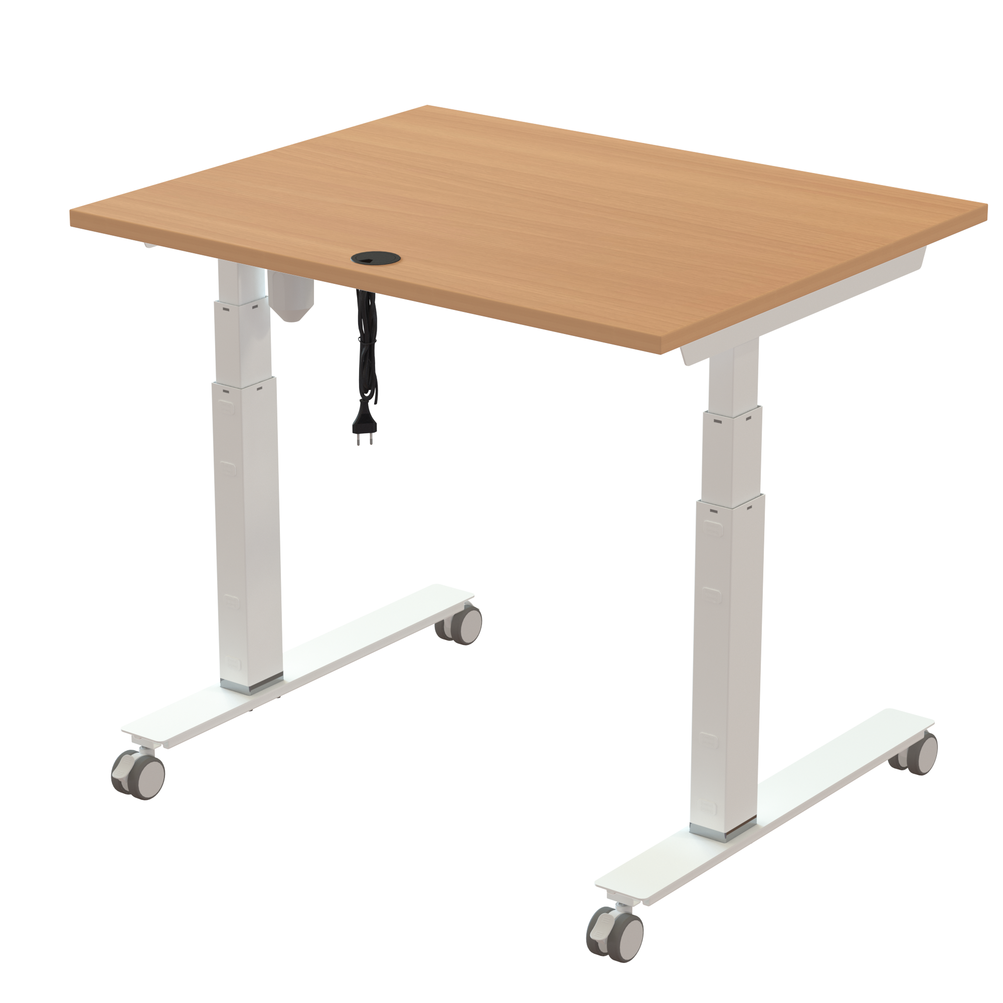 Sit Stand Desk | 100x80 cm | Beech with white frame