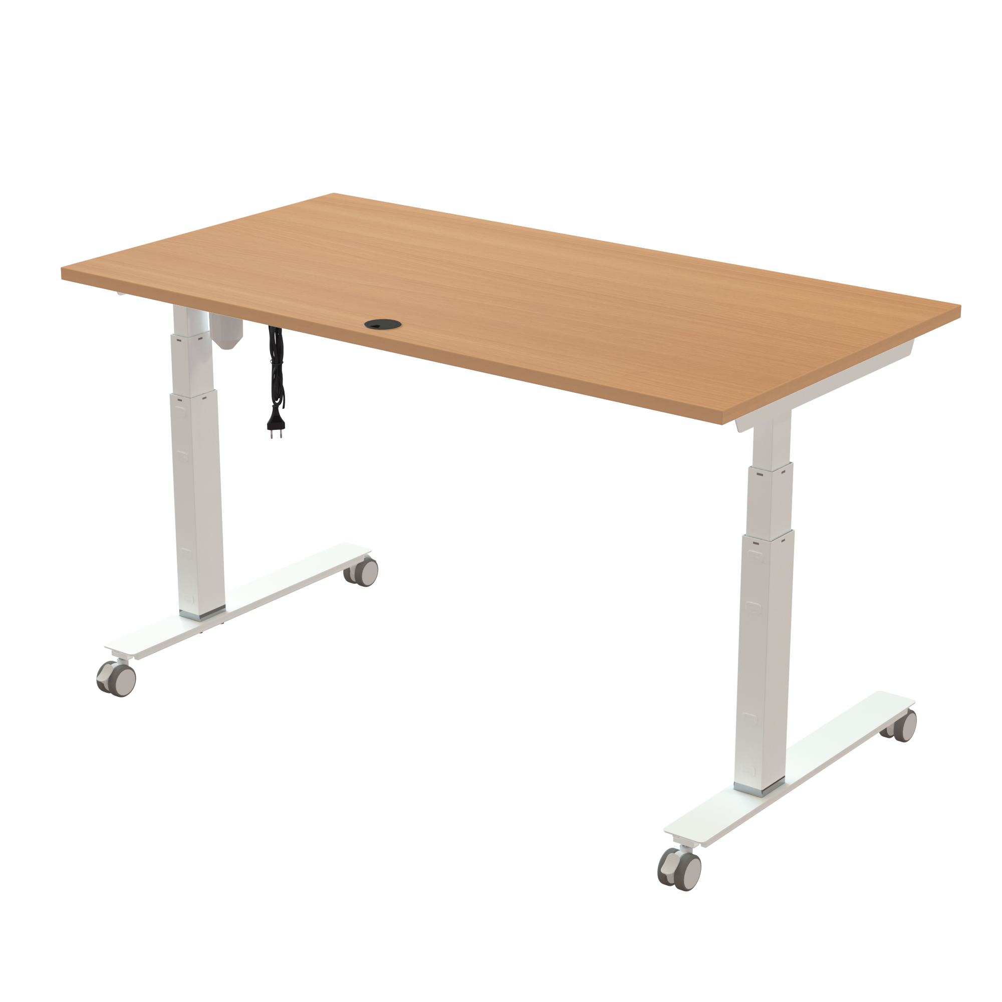 Sit Stand Desk | 150x80 cm | Beech with white frame