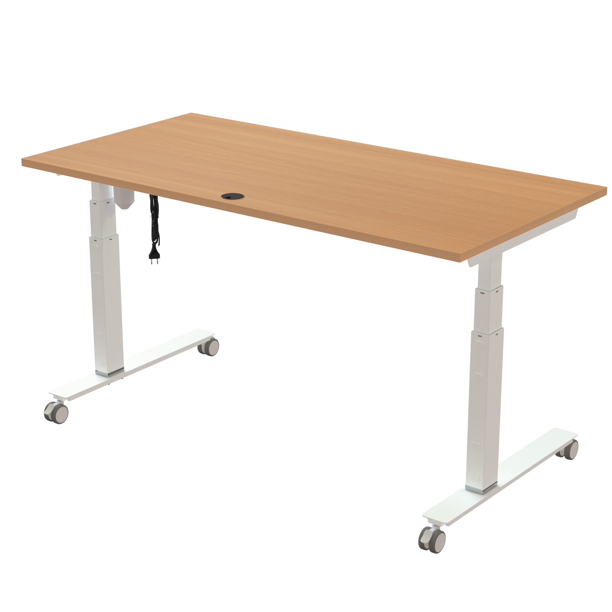 Sit Stand Desk | 160x80 cm | Beech with white frame