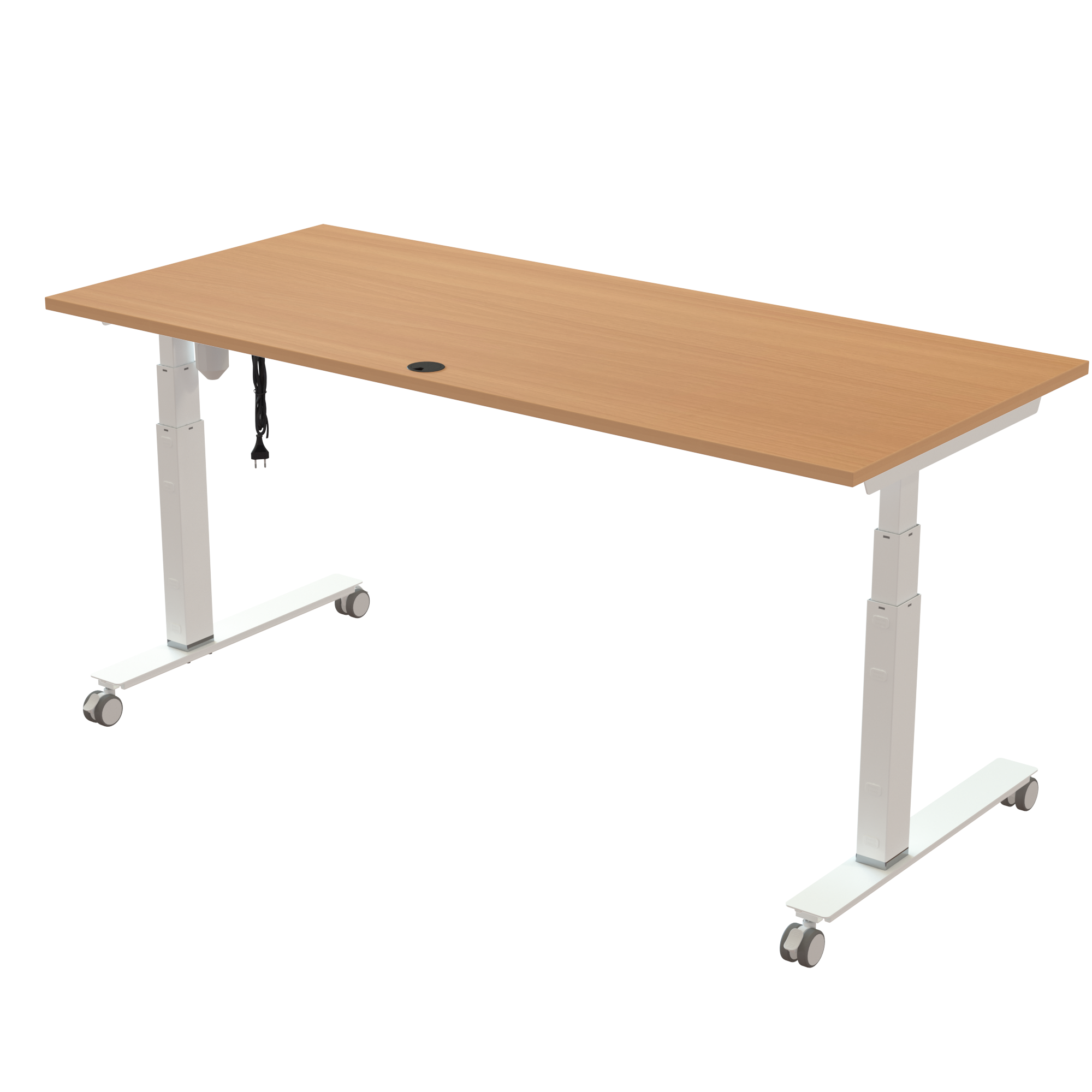 Sit Stand Desk | 180x80 cm | Beech with white frame