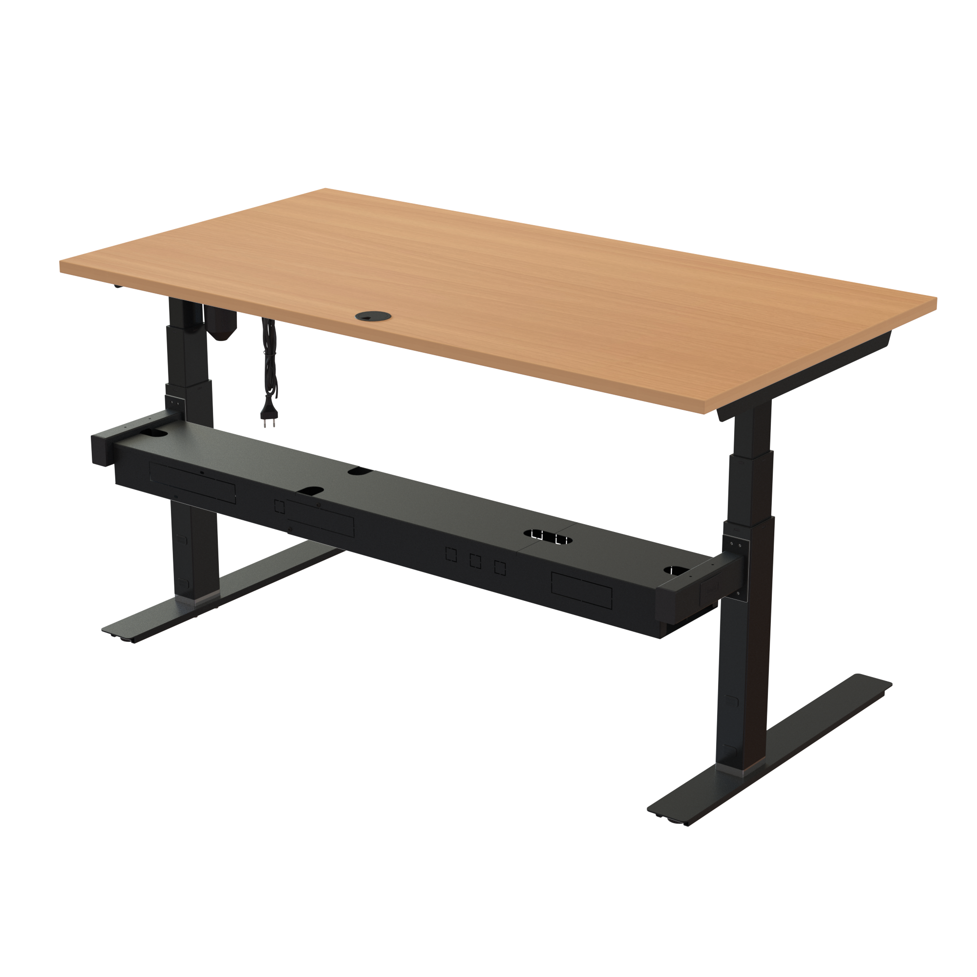 Sit Stand Desk | 150x80 cm | Beech with black frame