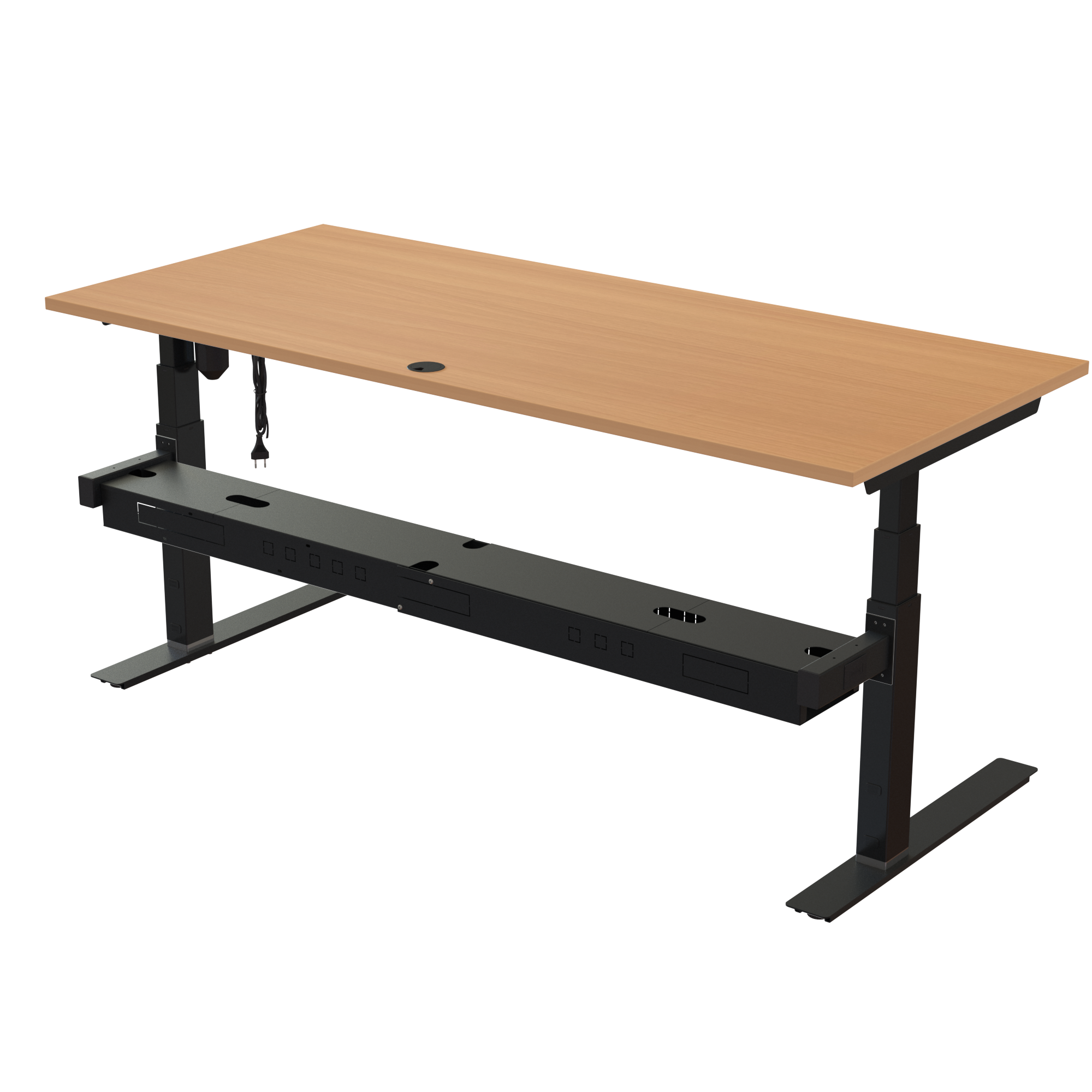 Sit Stand Desk | 180x80 cm | Beech with black frame