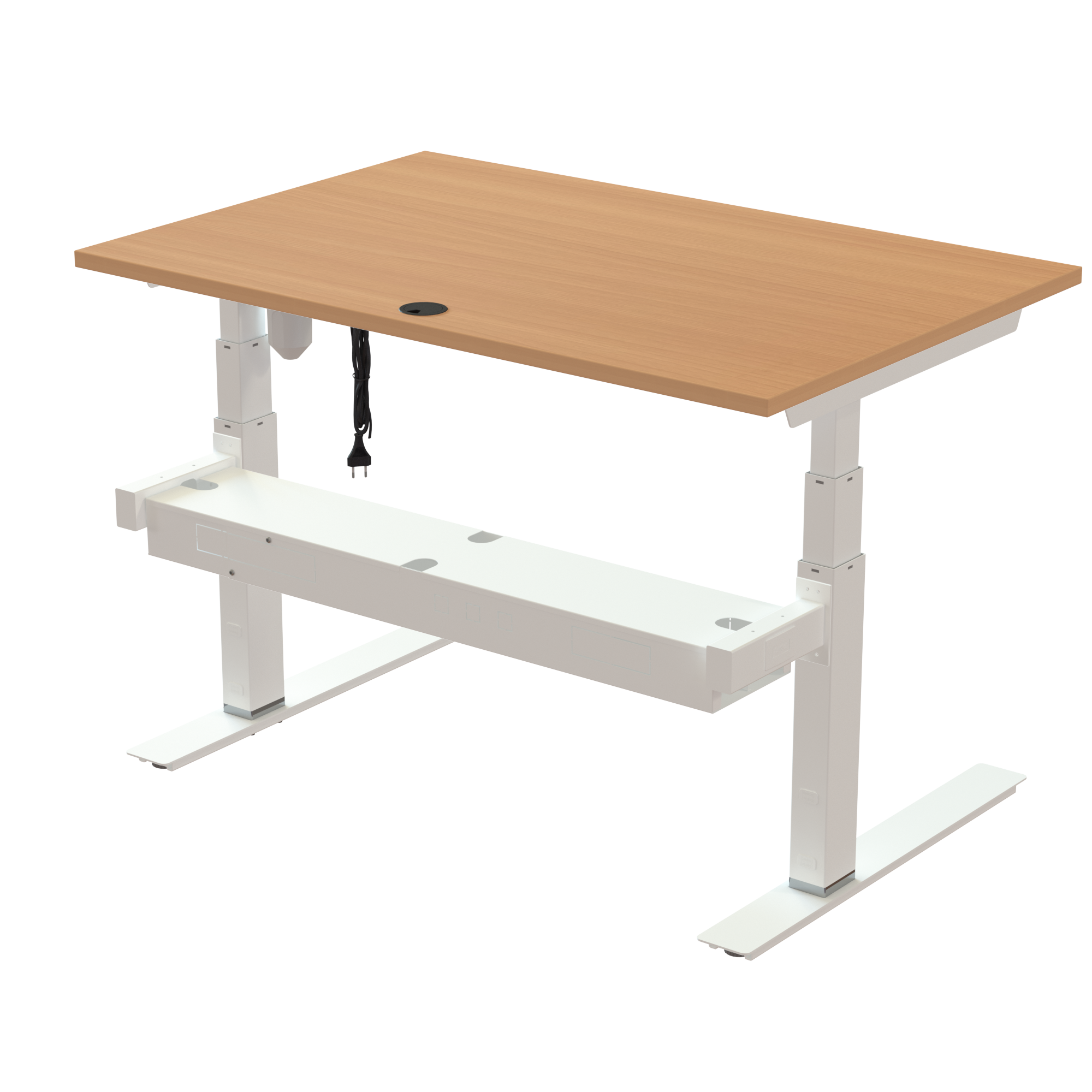 Sit Stand Desk | 120x80 cm | Beech with white frame