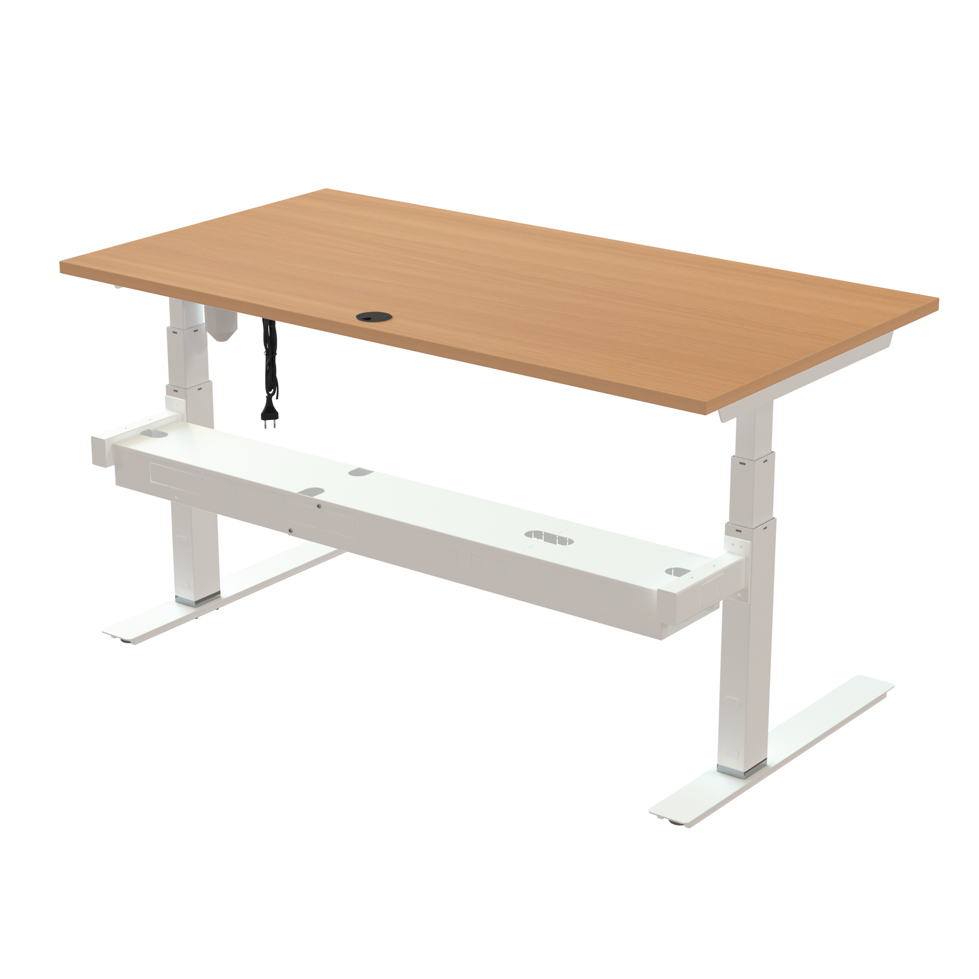 Sit Stand Desk | 150x80 cm | Beech with white frame