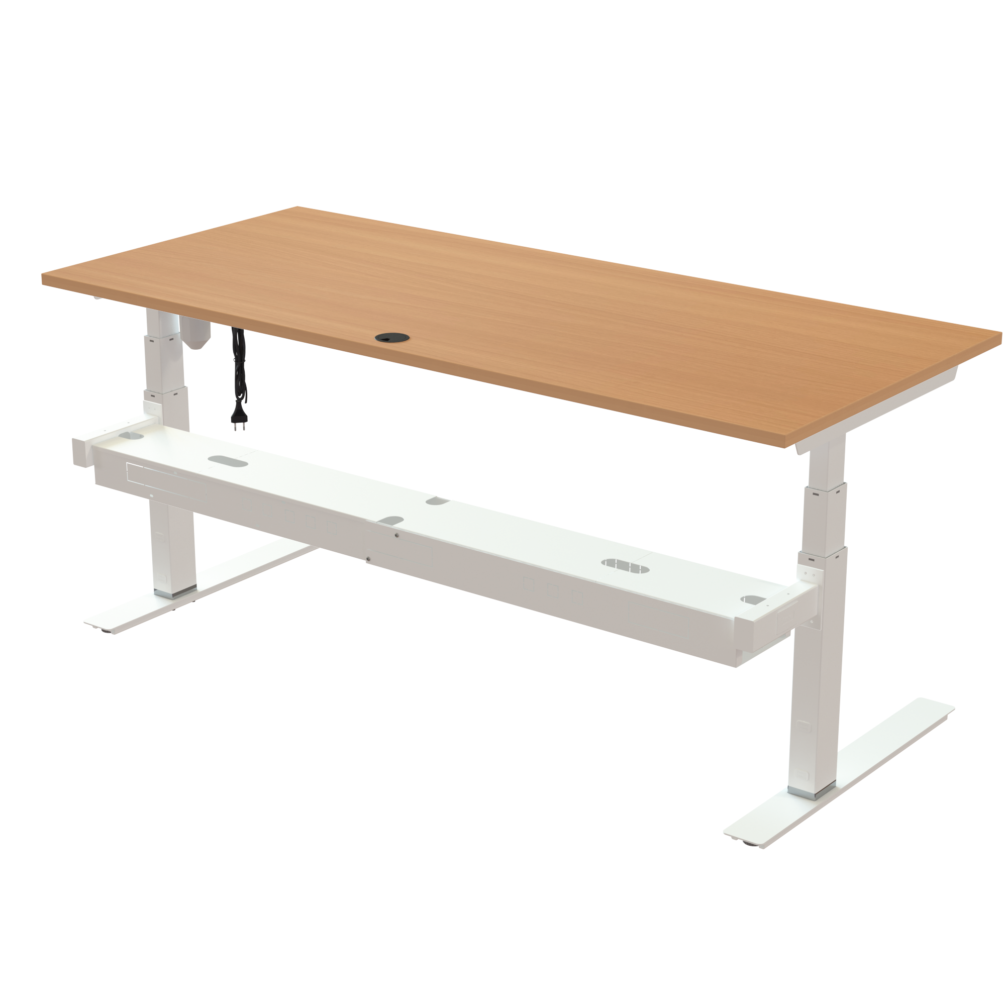 Sit Stand Desk | 180x80 cm | Beech with white frame