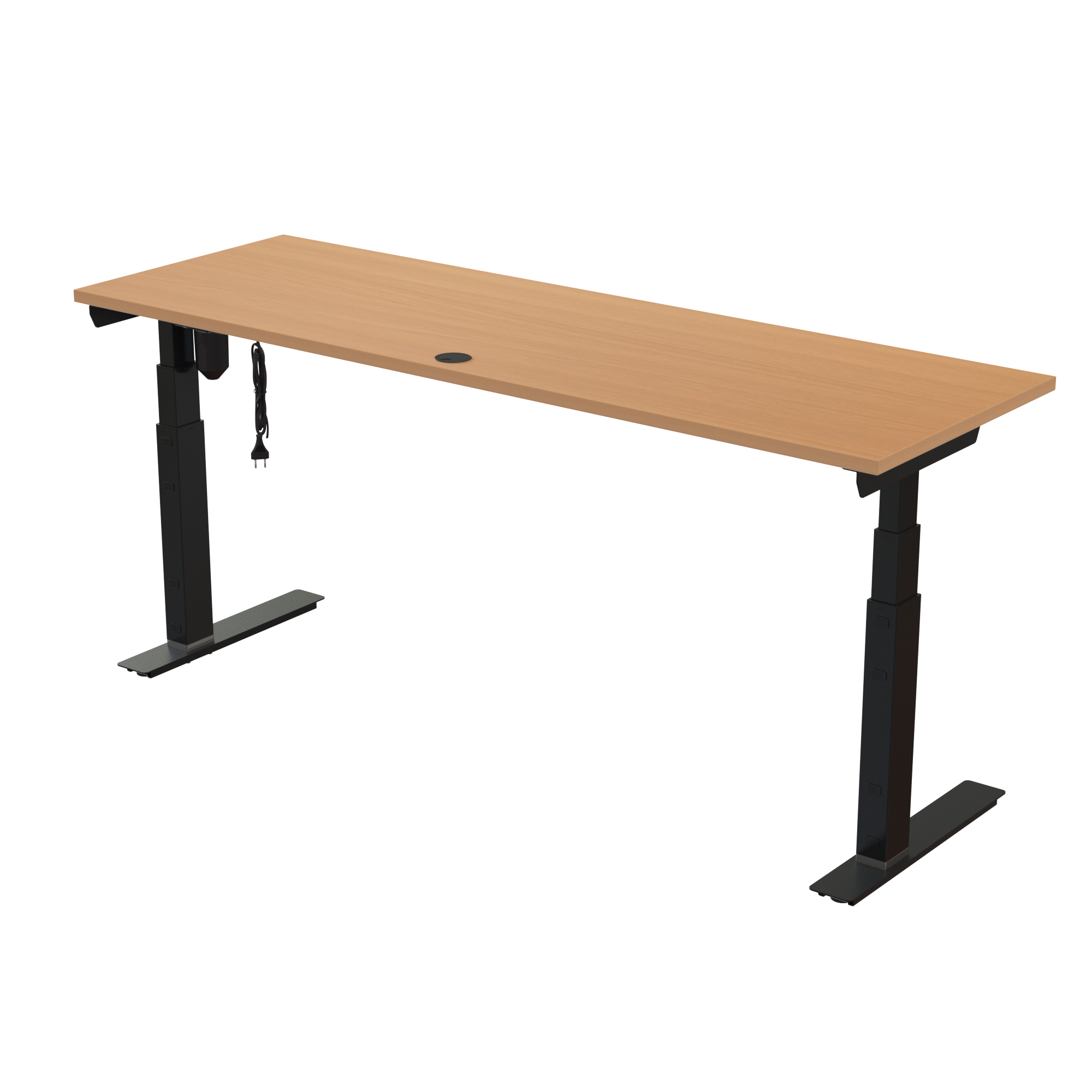 Sit Stand Desk | 180x60 cm | Beech with black frame