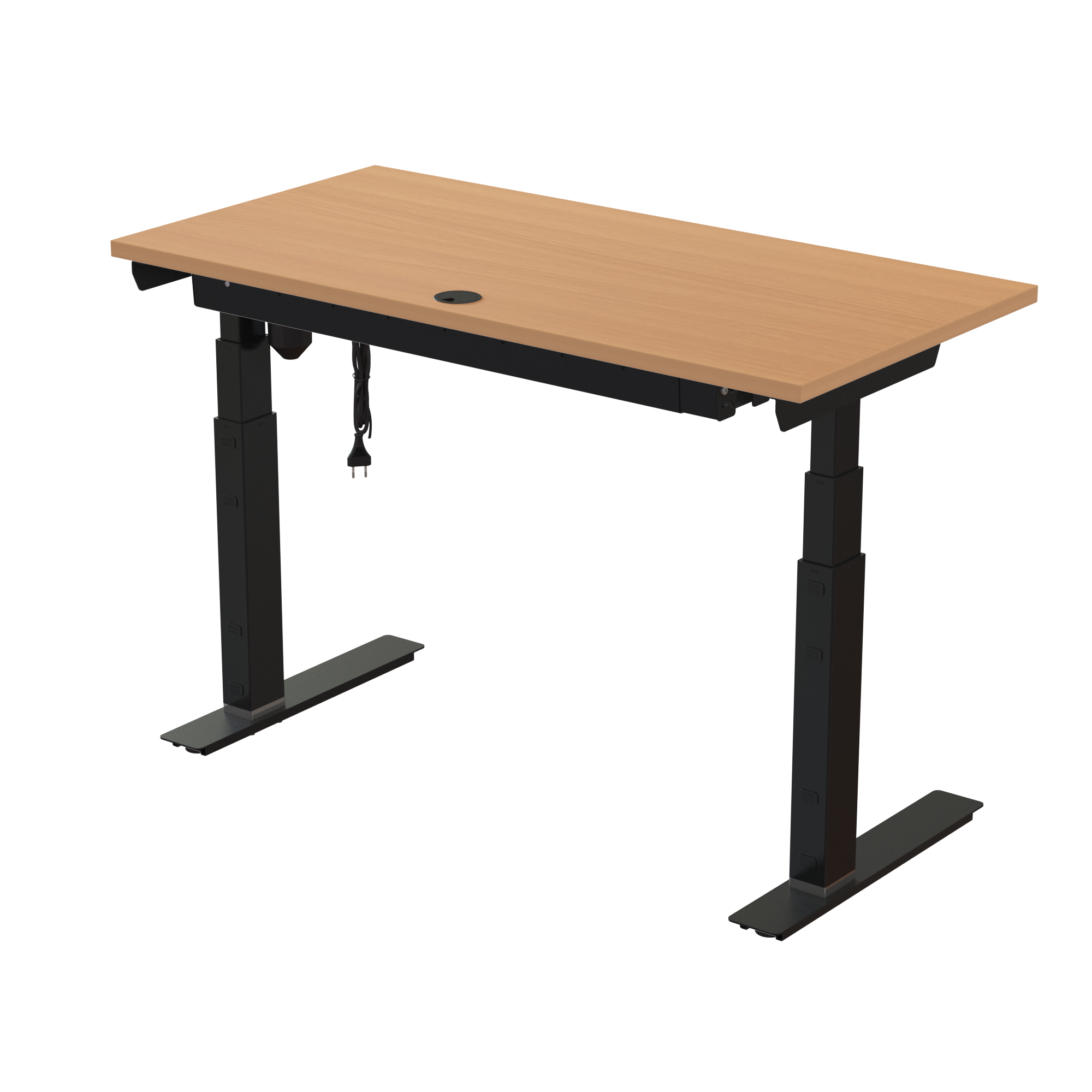 Sit Stand Desk | 120x60 cm | Beech with black frame