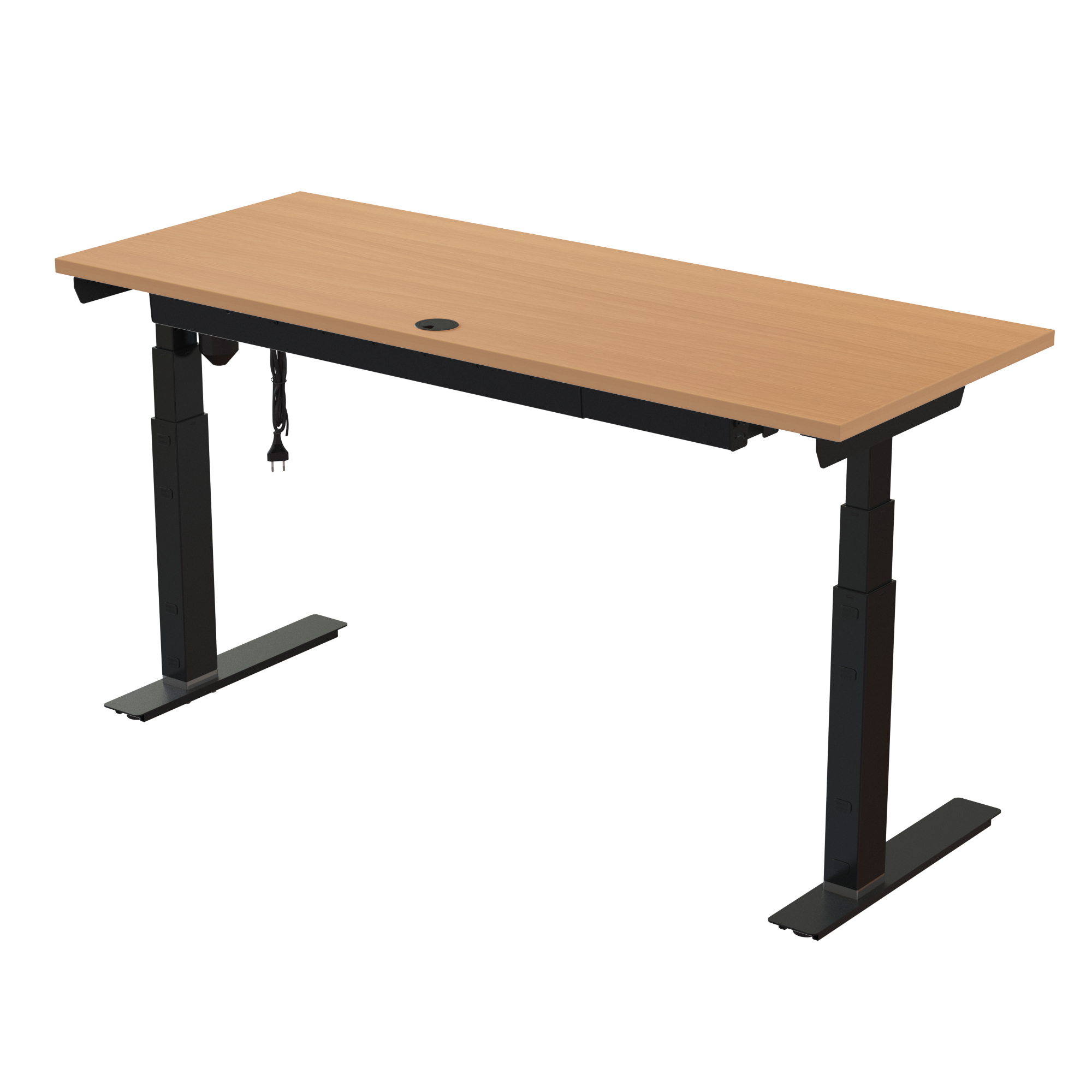 Sit Stand Desk | 150x60 cm | Beech with black frame