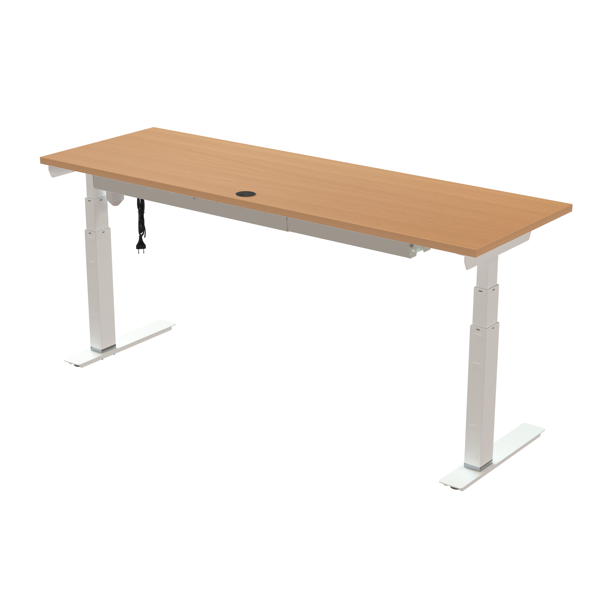 Sit Stand Desk | 180x60 cm | Beech with white frame