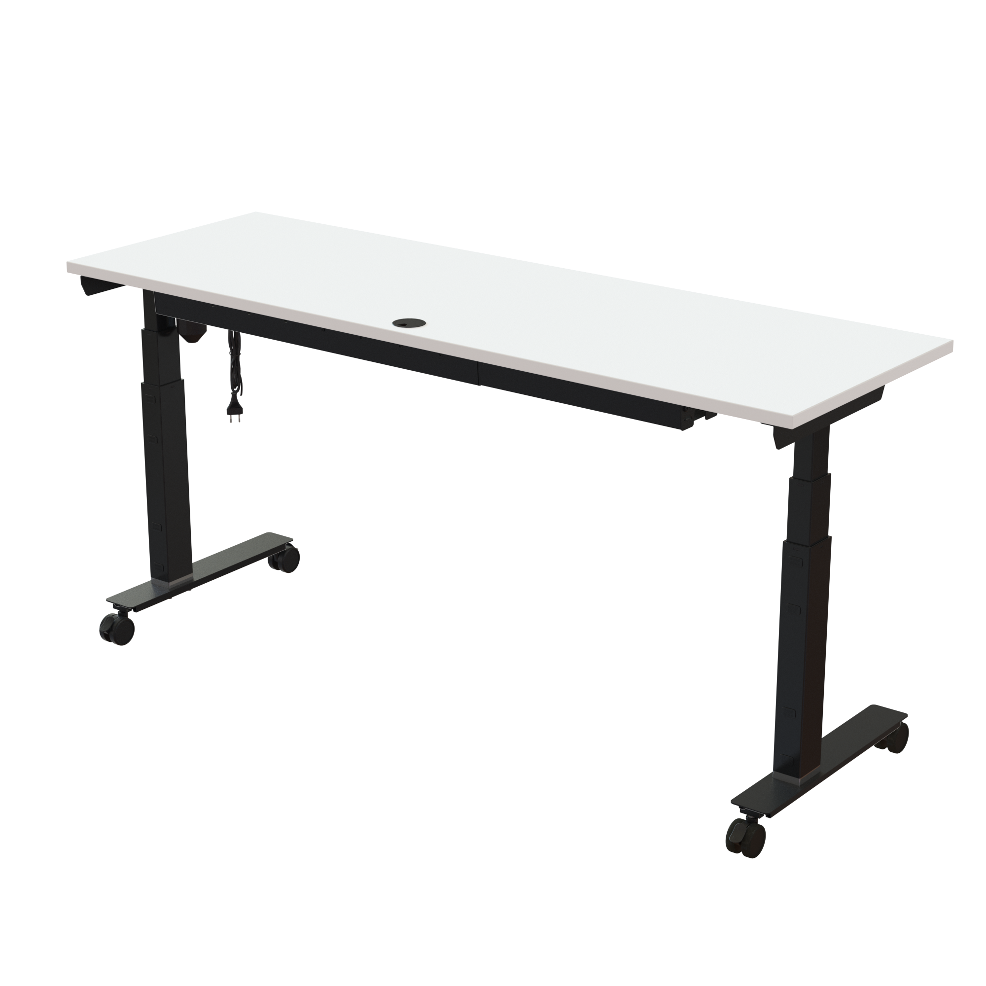 Sit Stand Desk | 180x60 cm | White with black frame