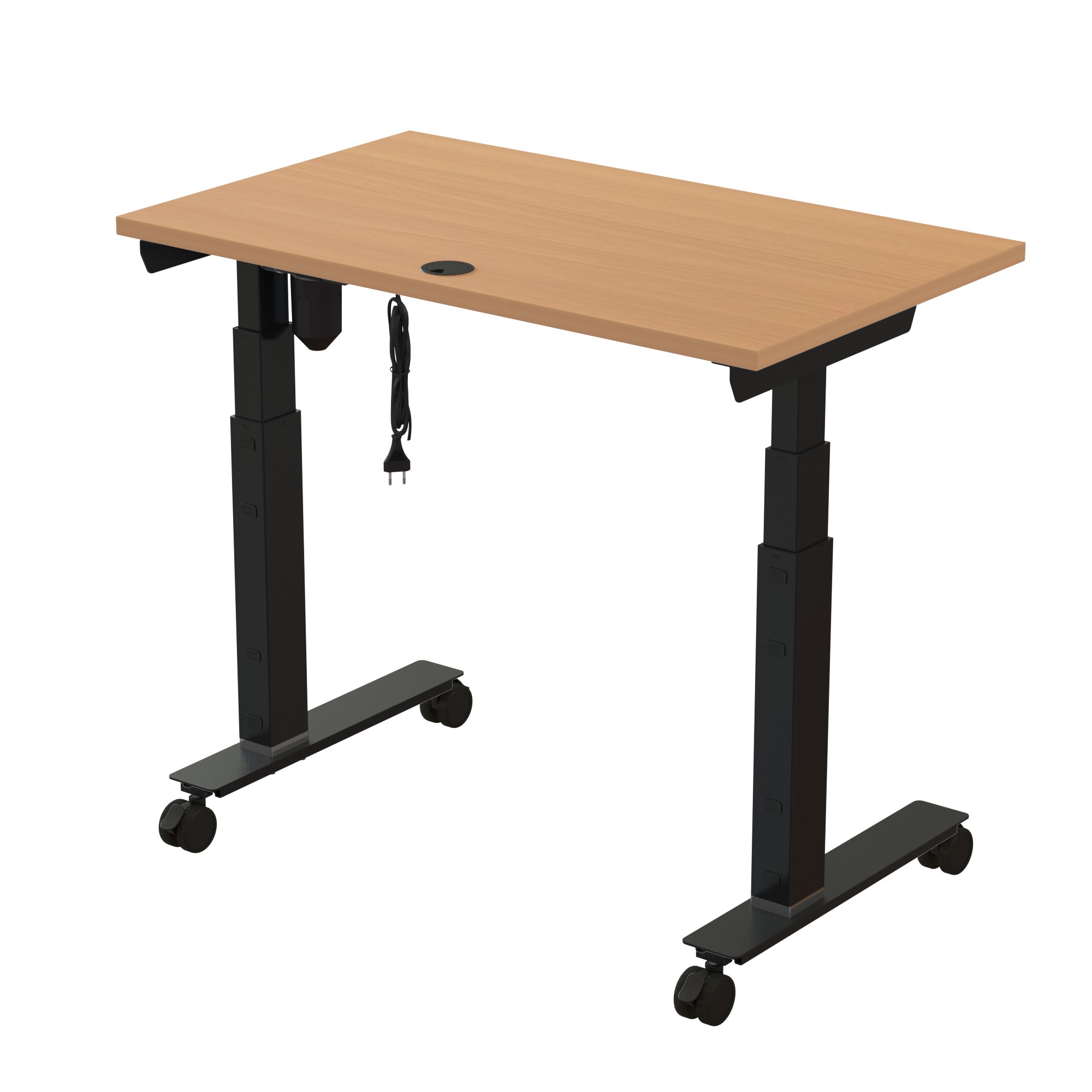 Sit Stand Desk | 100x60 cm | Beech with black frame