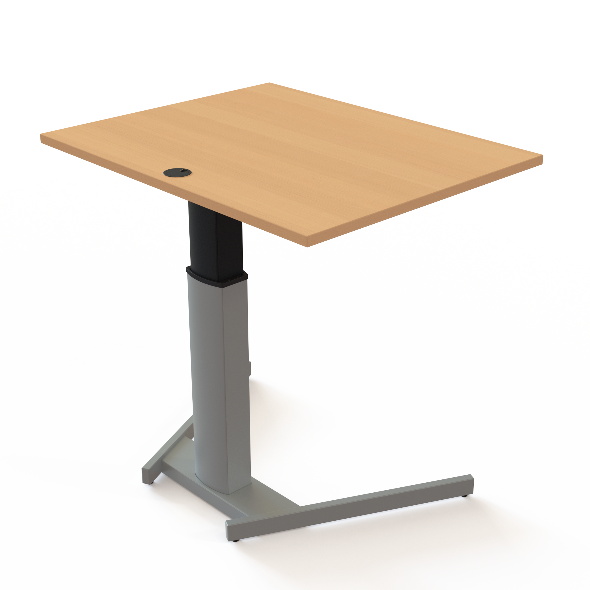 Electric Adjustable Desk | 100x80 cm | Beech with silver frame