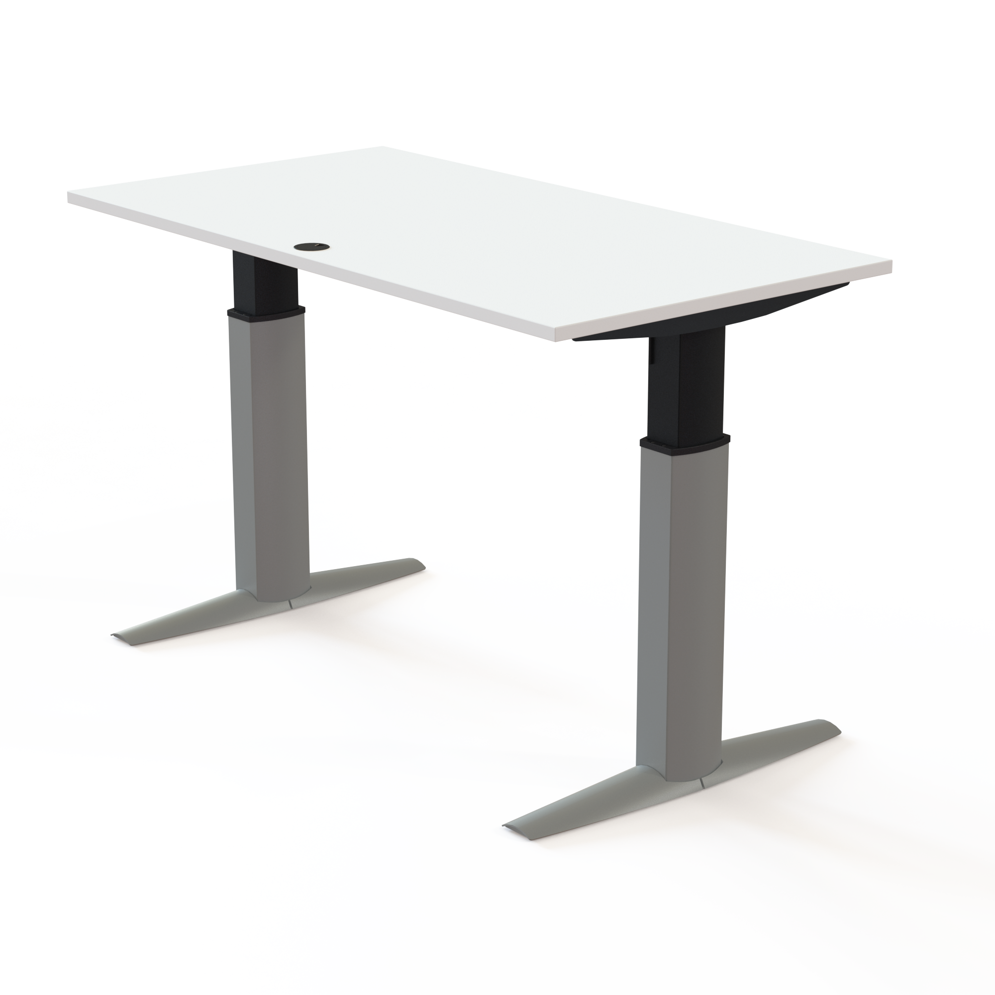 Electric Adjustable Desk | 150x80 cm | White with silver frame