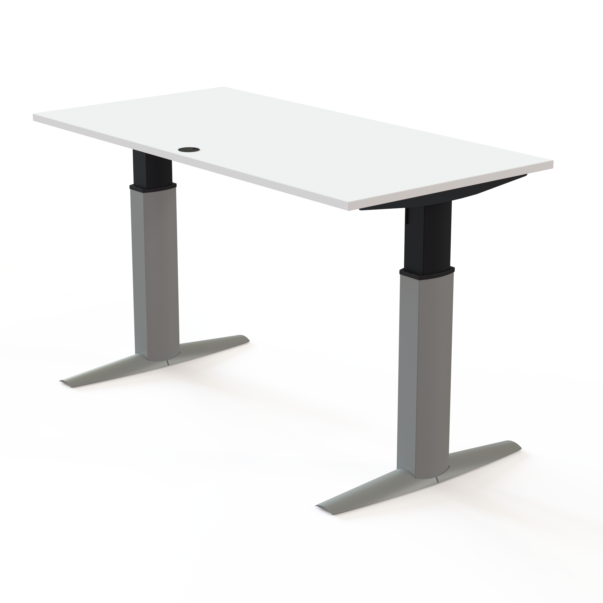 Electric Adjustable Desk | 160x80 cm | White with silver frame